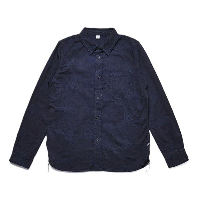 2239-ID Jacquard Patchwork Shirt Double Indigo