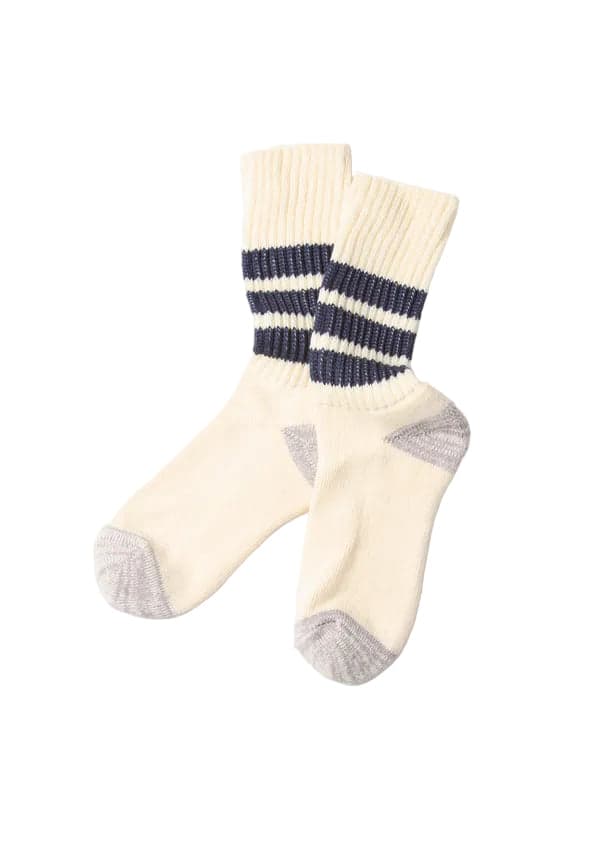 ROTOTO R1255 Coarse Ribbed Old School Crew Socks Navy