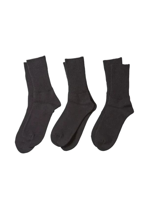 R1427 Organic Daily 3 Pack Socks Black