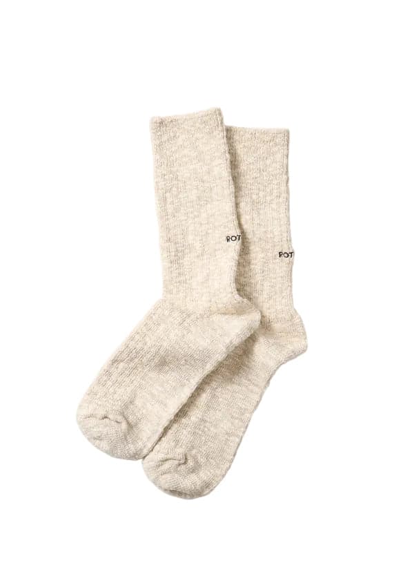 R1634 Organic Cotton Slub Crew Socks Light Grey