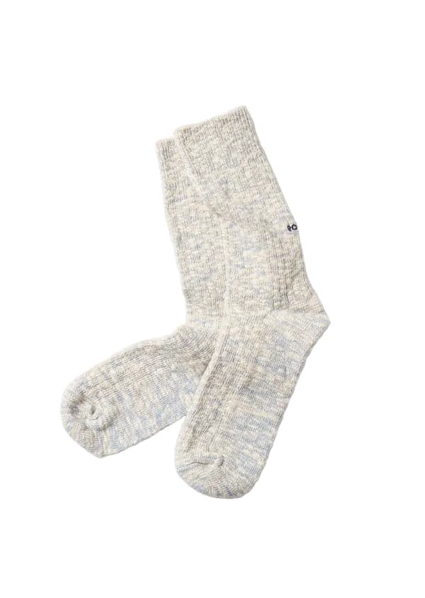 ROTOTO R1634 Organic Cotton Slub Crew Socks Light Blue