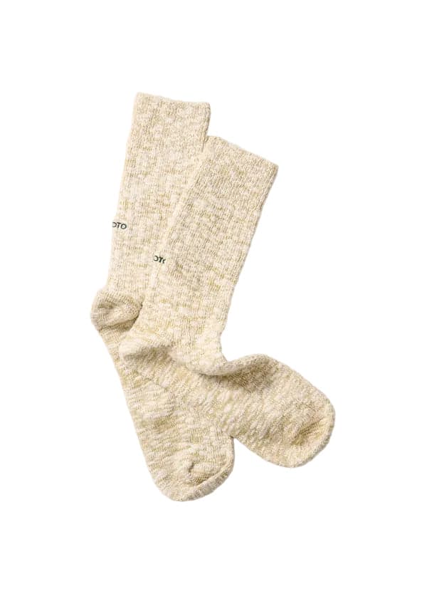 ROTOTO R1634 Organic Cotton Slub Crew Socks Light Olive