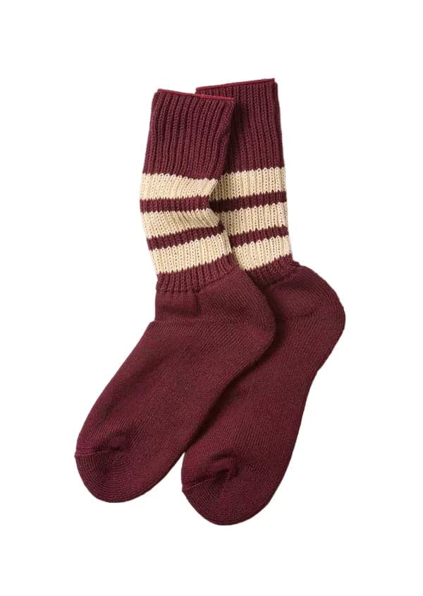 R1255-CC Course Ribbed Socks Burgundy/Cream