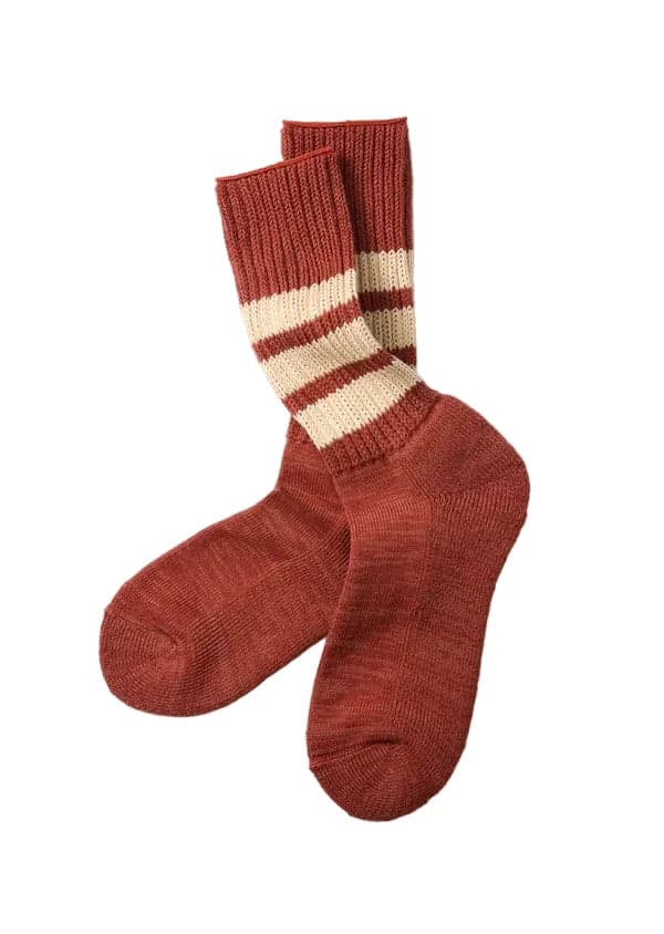 R1255-CC Course Ribbed Socks Red/Cream