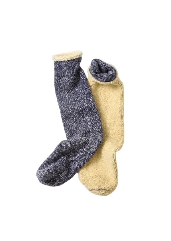 R1612 Reversible Pile Socks Navy/Cream