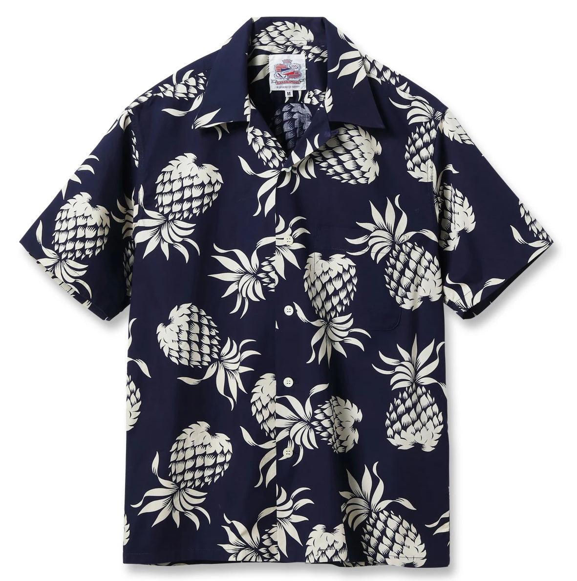 DK37811 Duke Kahanamoku Cotton Hawaiian Shirt "Dukes Pineapple" Navy