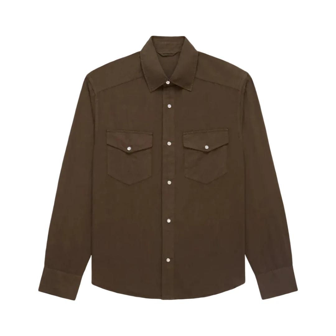 Snap Western Shirt Mocha Garment Dye