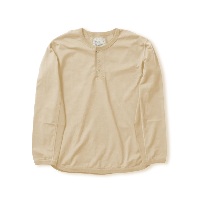 5222LH-21 Flat Seam Heavyweight Long Sleeve Henley T-Shirt Ecru