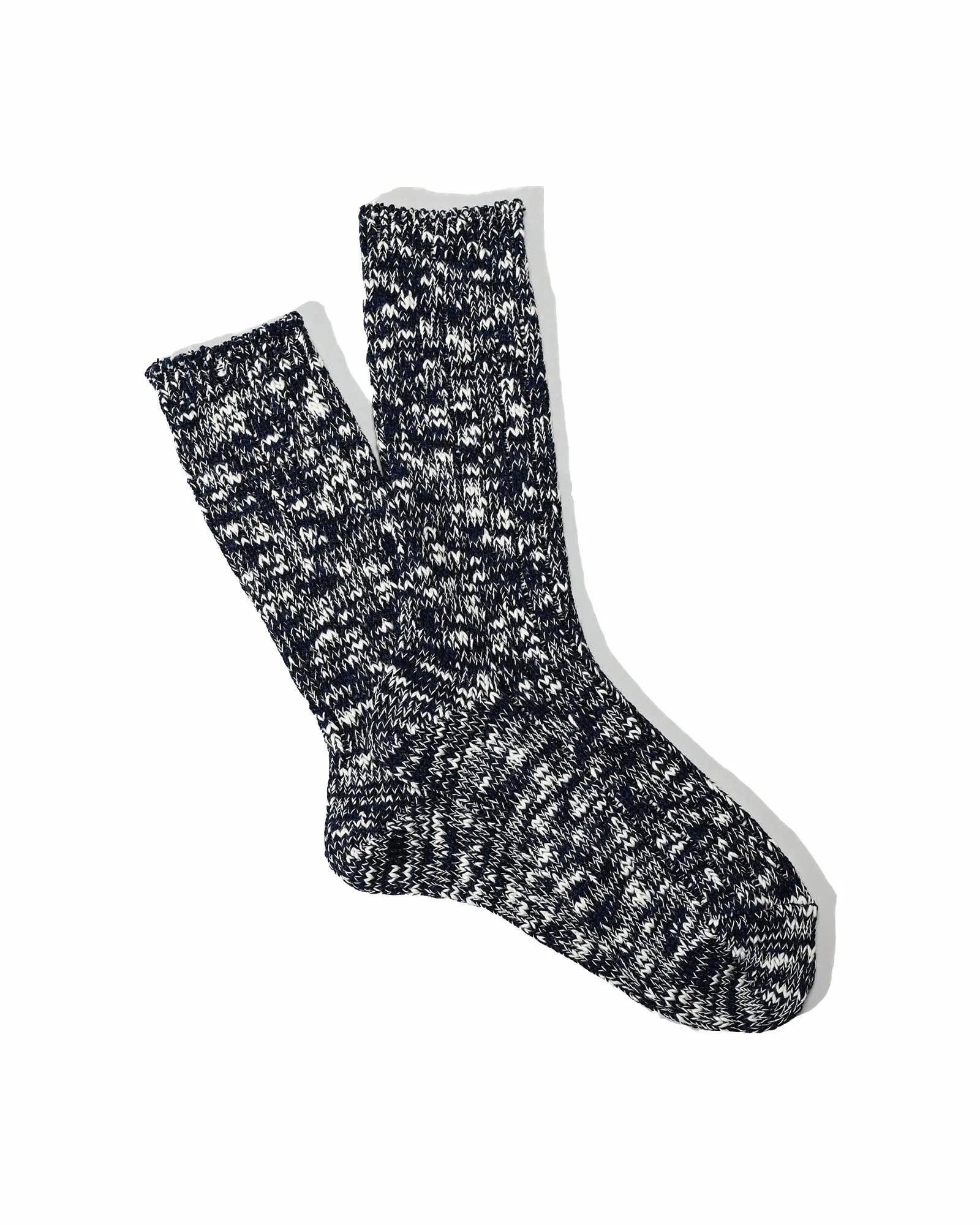 Classic Slub Crew Sock Navy