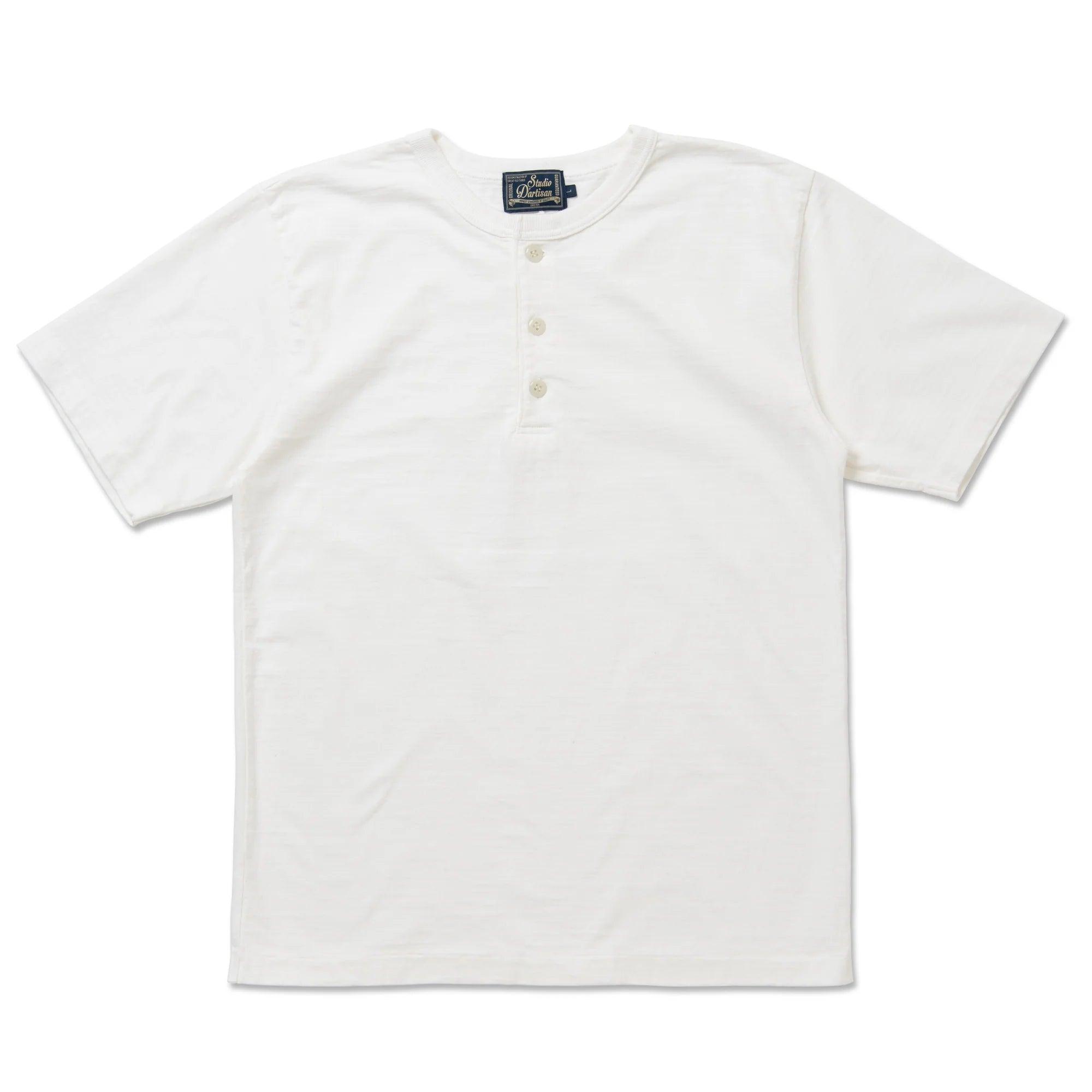 8205 Ishikawadai Tubular Knit Jersey Henley T-Shirt White