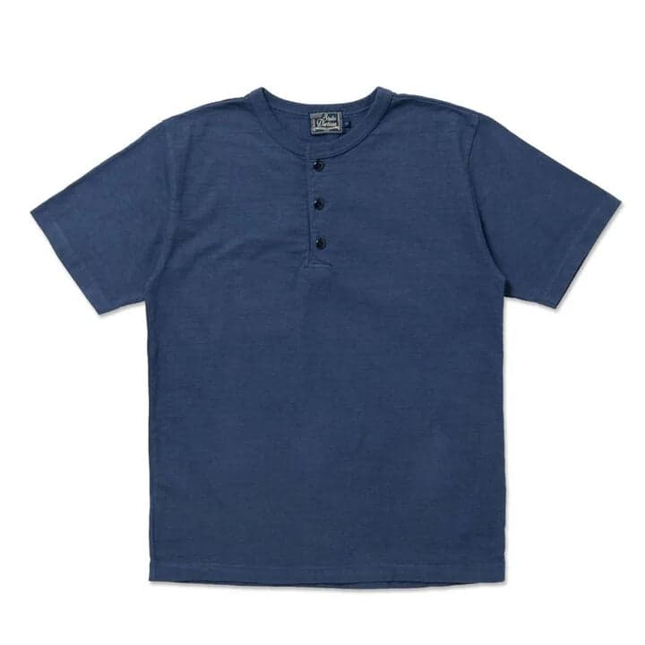 8205 Ishikawadai Tubular Knit Jersey Henley T-Shirt Navy