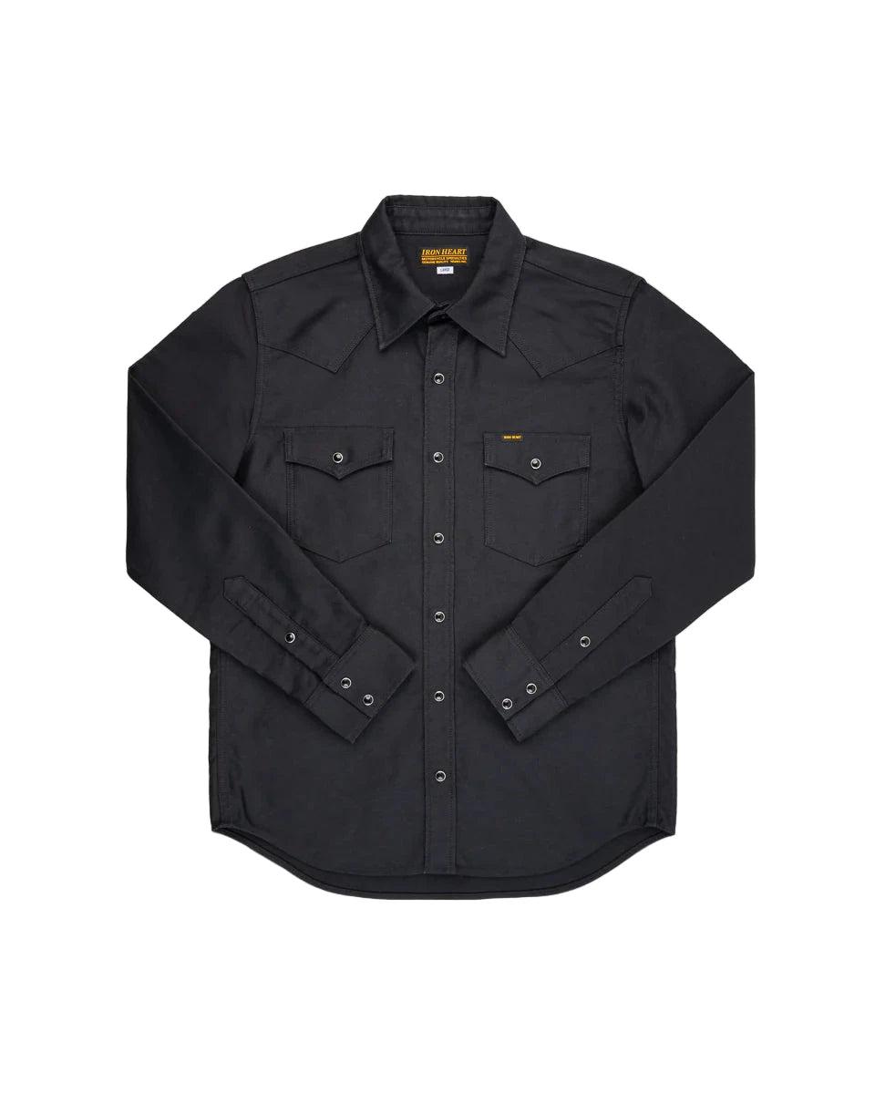 IHSH-426-BLK 12oz Military Moleskin Western Shirt Black