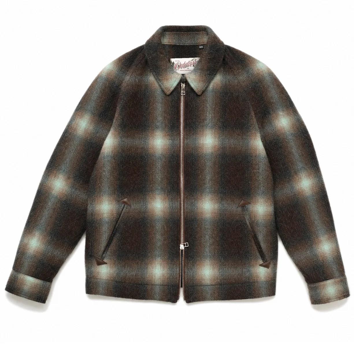 Olive Shadow Plaid Wool Harrington Jacket