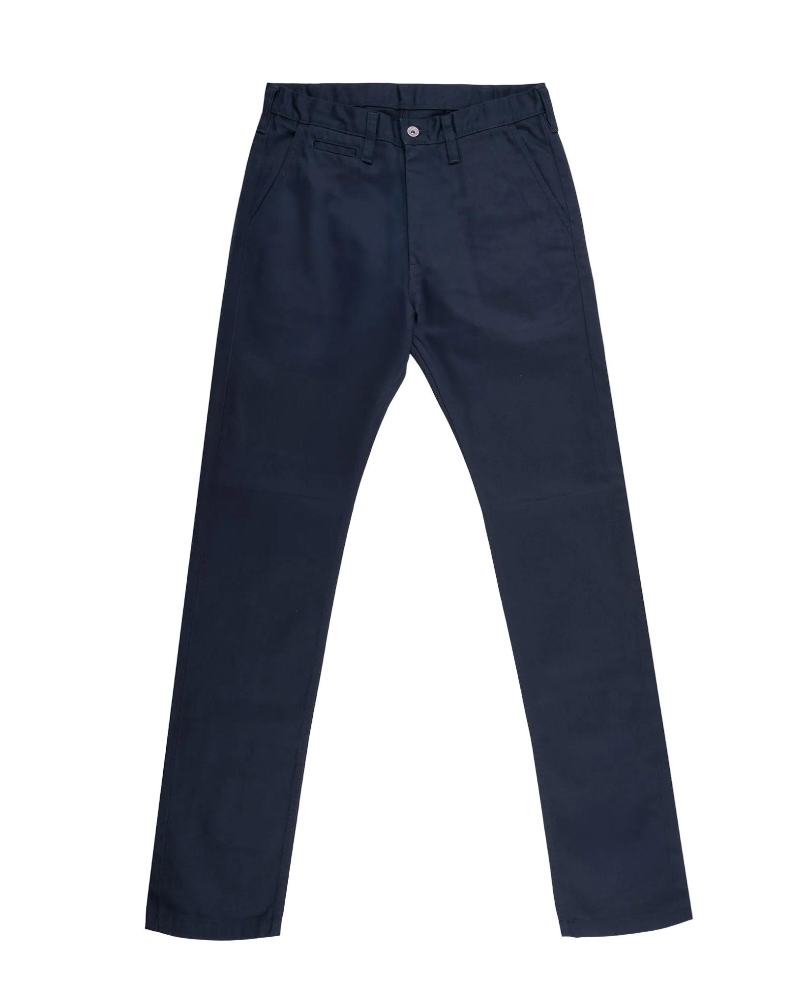 IH-717-NAV 9oz Mercerised Selvedge Cotton Straight Cut Chinos Navy Blue