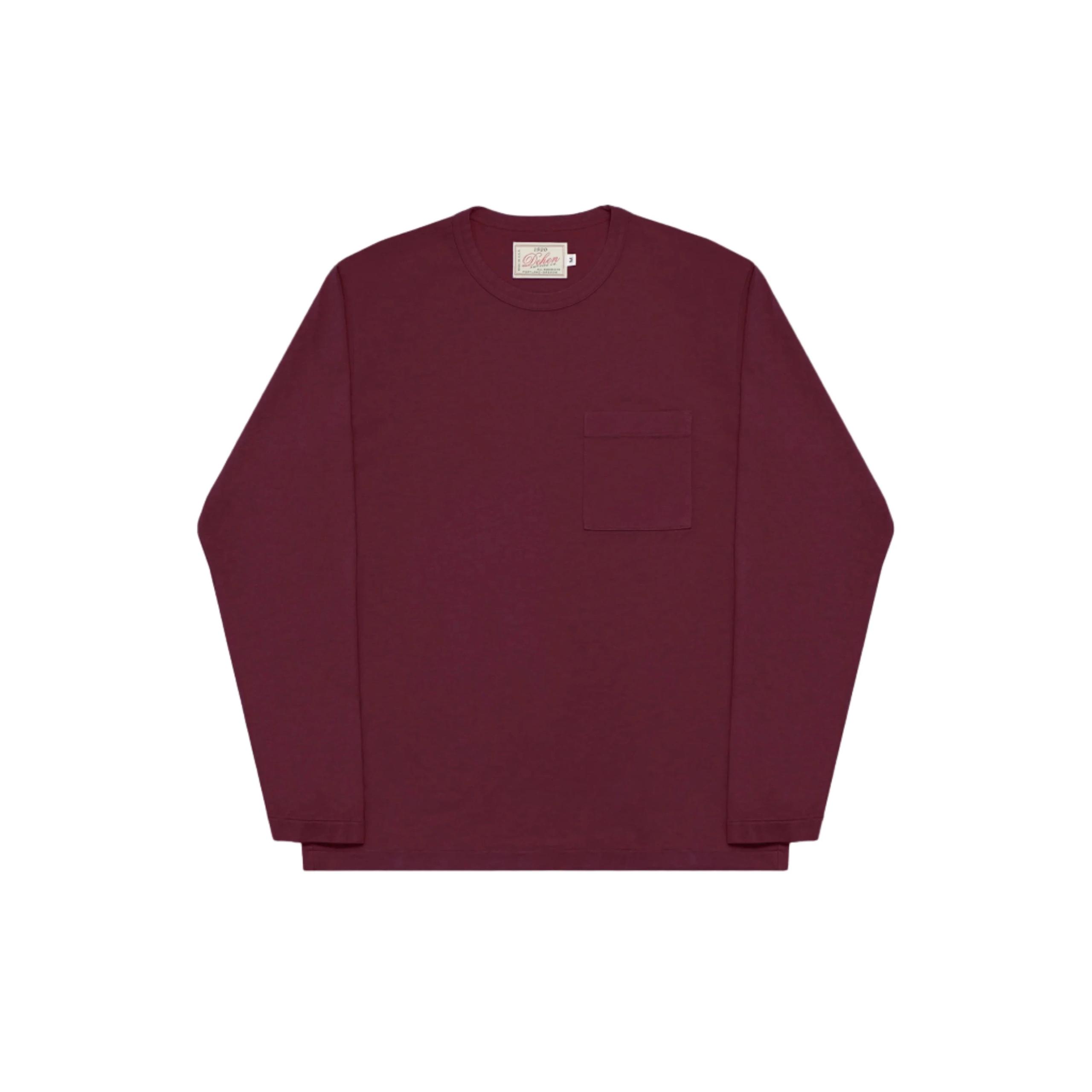 Heavy Duty Long Sleeve Pocket Tee Burgundy