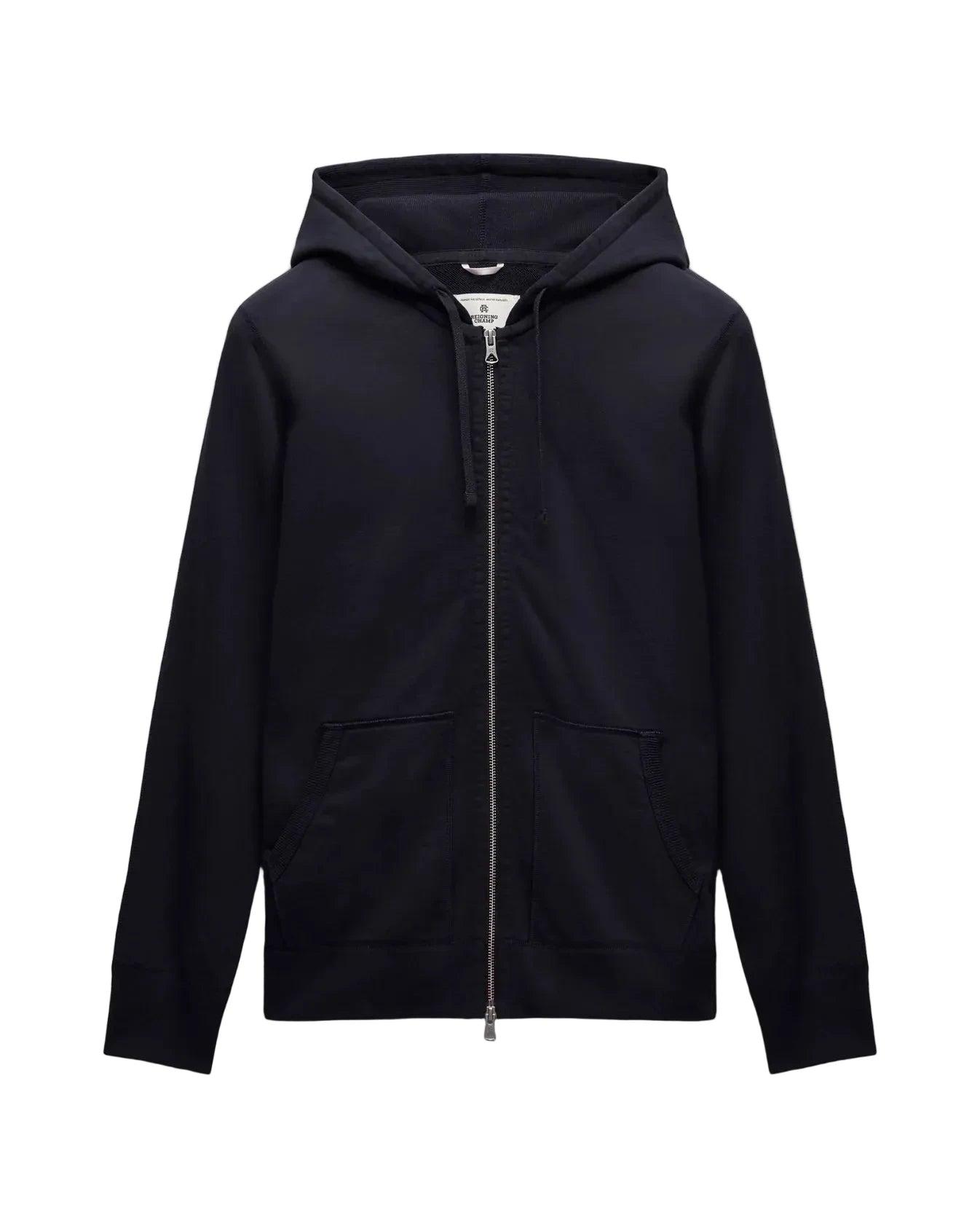 Midweight Terry Slim Zip Hoodie Navy