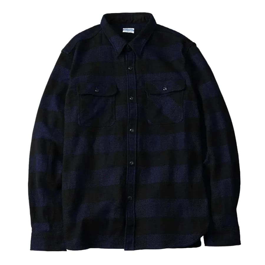 FN-SNR-101LSP Indigo-dyed Block Check Flannel Shirt Indigo/Black