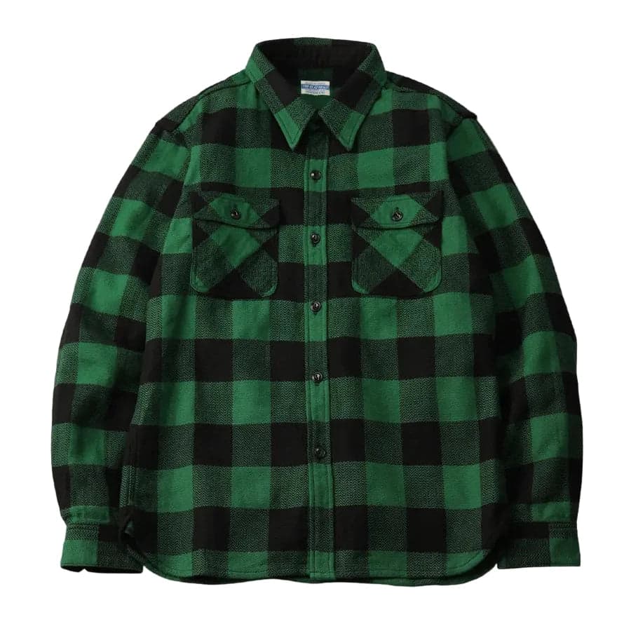 FN-SNR-101L Block Check Flannel Shirt Green/Black