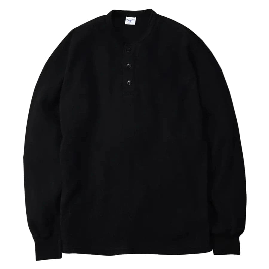 FN-THLH-004 Henley Neck Thermal Black