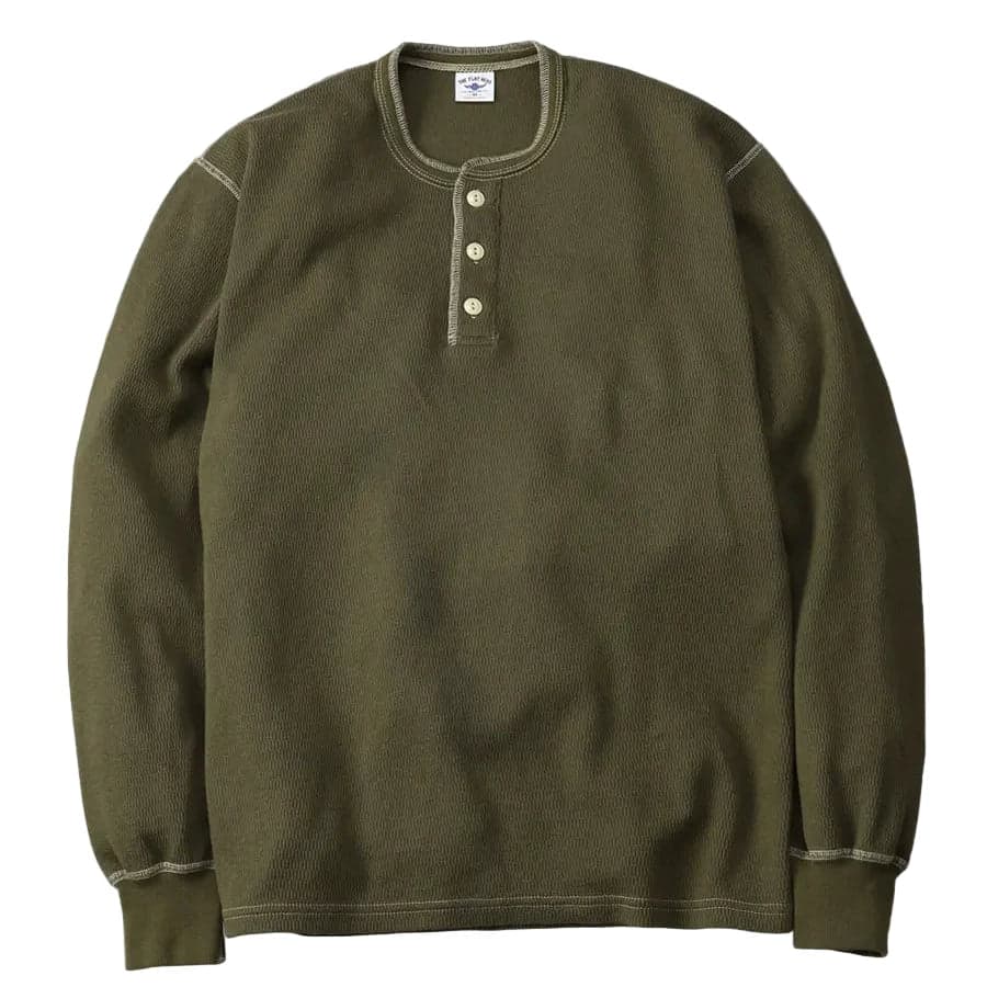 FN-THLH-004 Henley Neck Thermal Olive