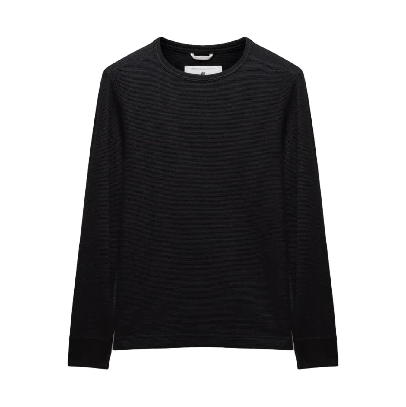 Lightweight Waffle Standard Fit Long Sleeve - Black