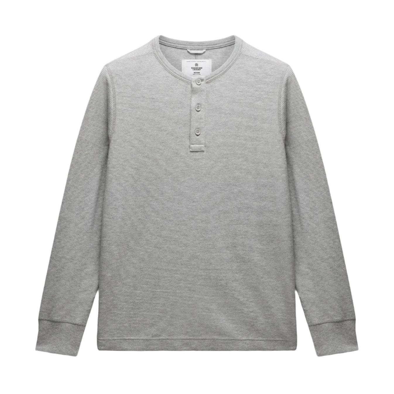 Lightweight Waffle Standard Fit Henley Heather Grey