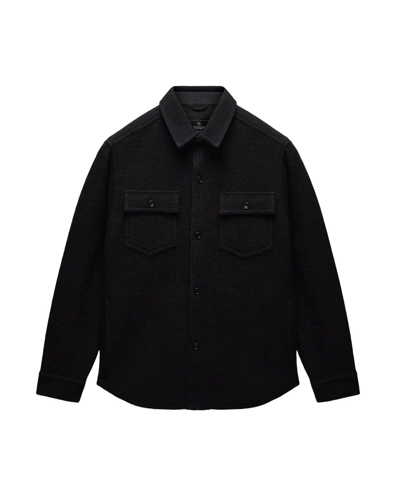 Boiled Wool Warden Overshirt Black