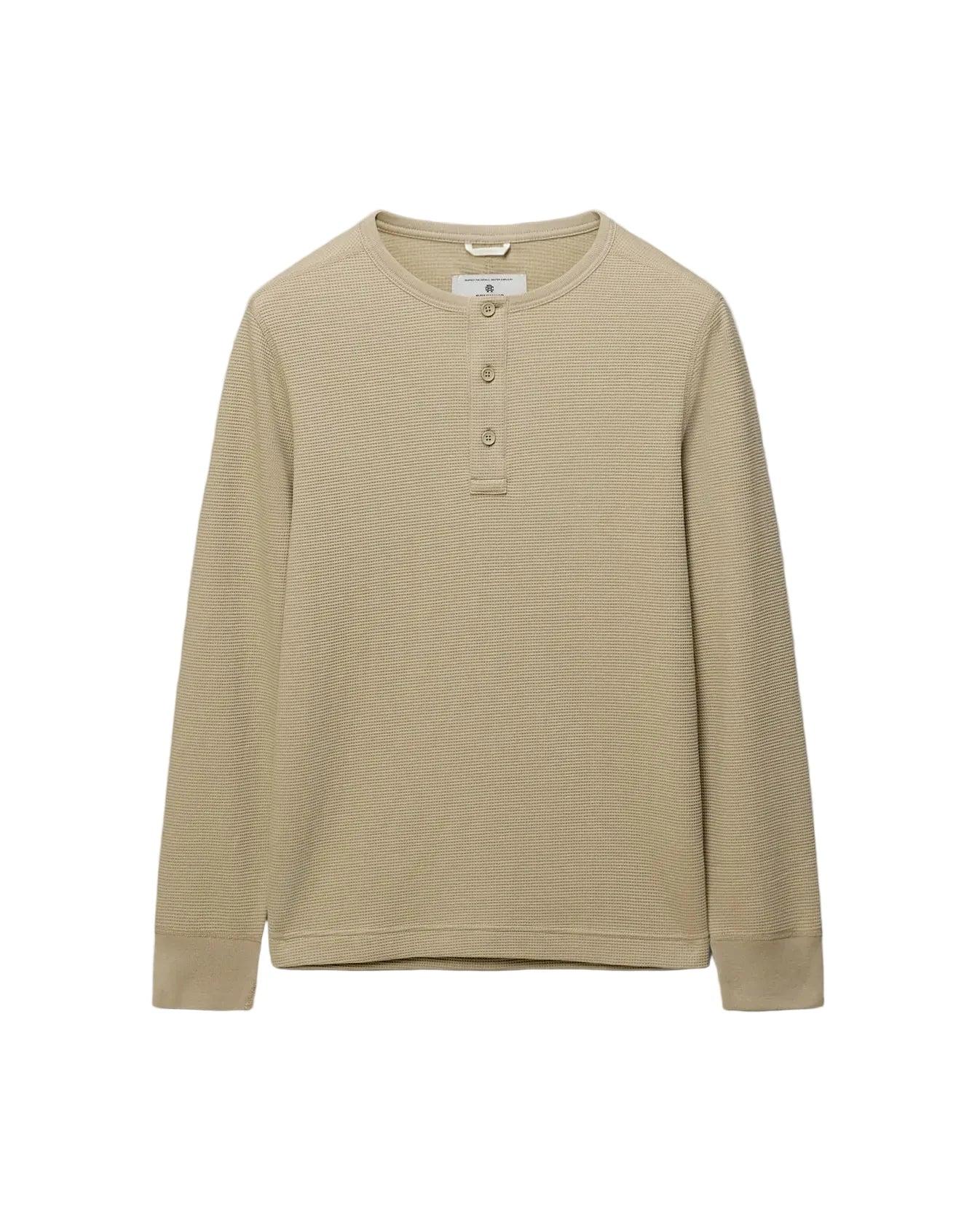 Lightweight Waffle Standard Fit Henley Sand