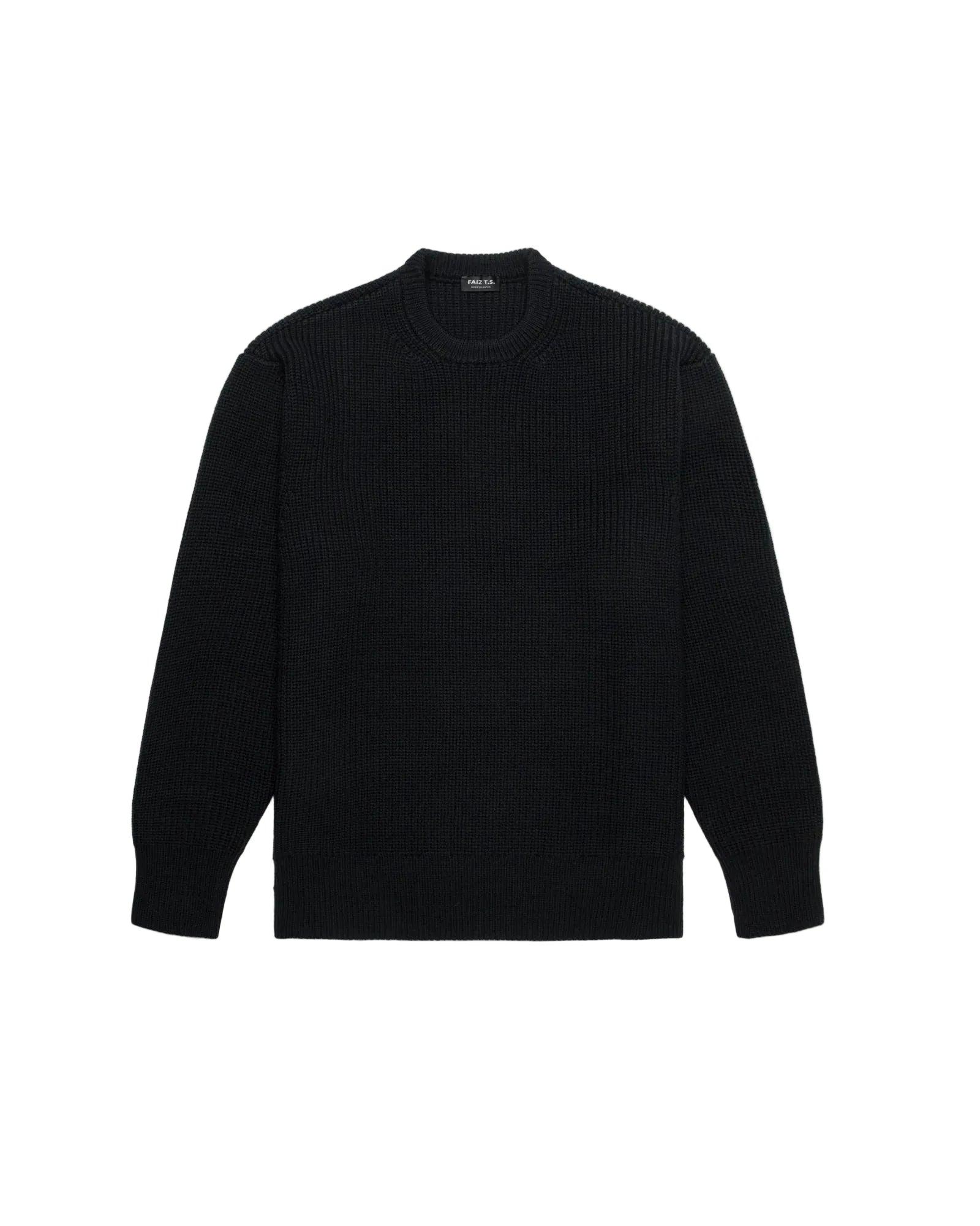 Mariner Crewneck Merino Wool Sweater Black