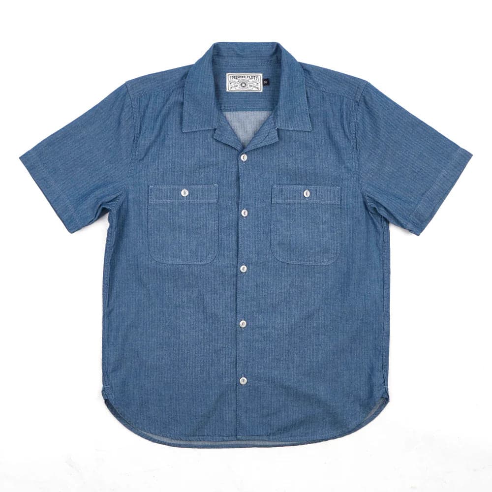 Dayton 5oz Short Sleeve Blue Herringbone