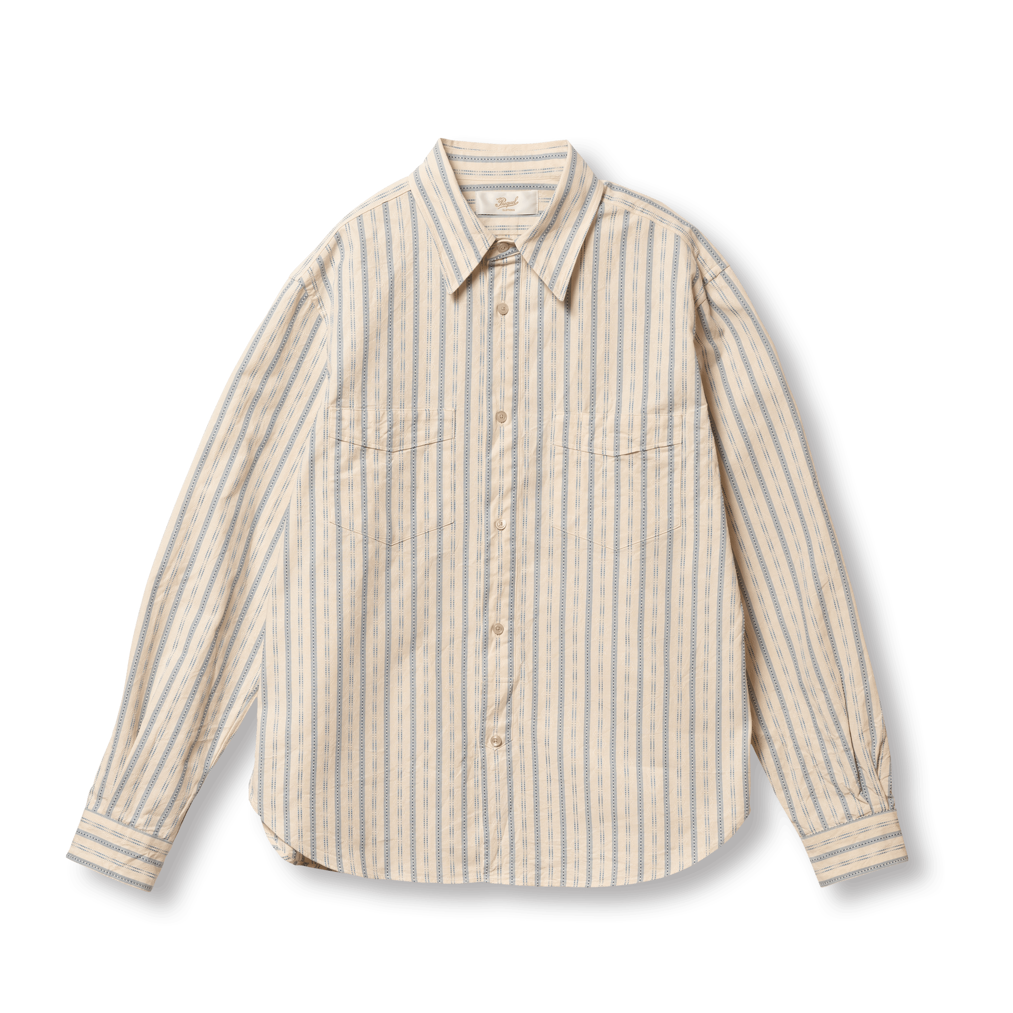 S1020 Striped Work Shirt Beige