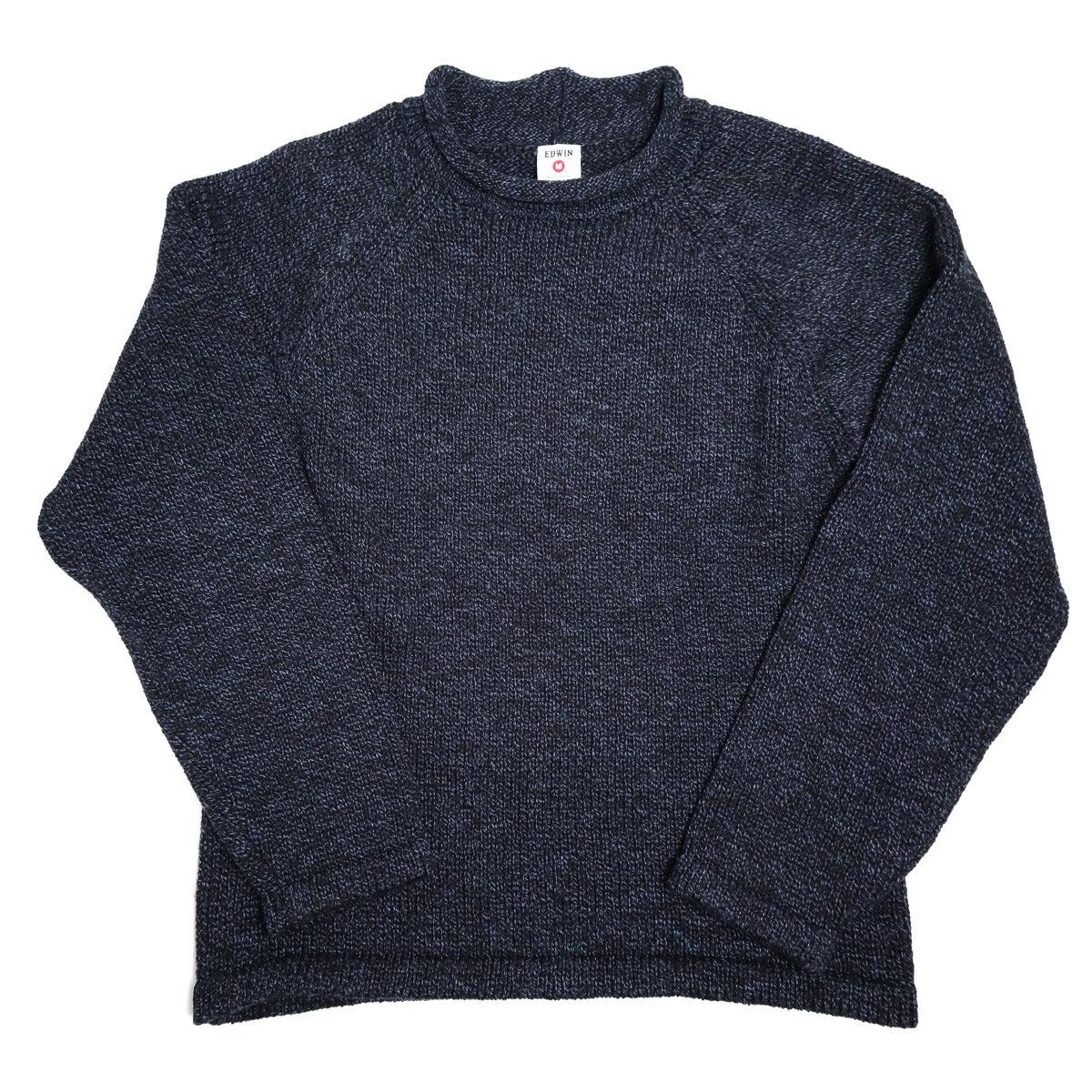 Cotton Roll Neck Knit Black/Navy