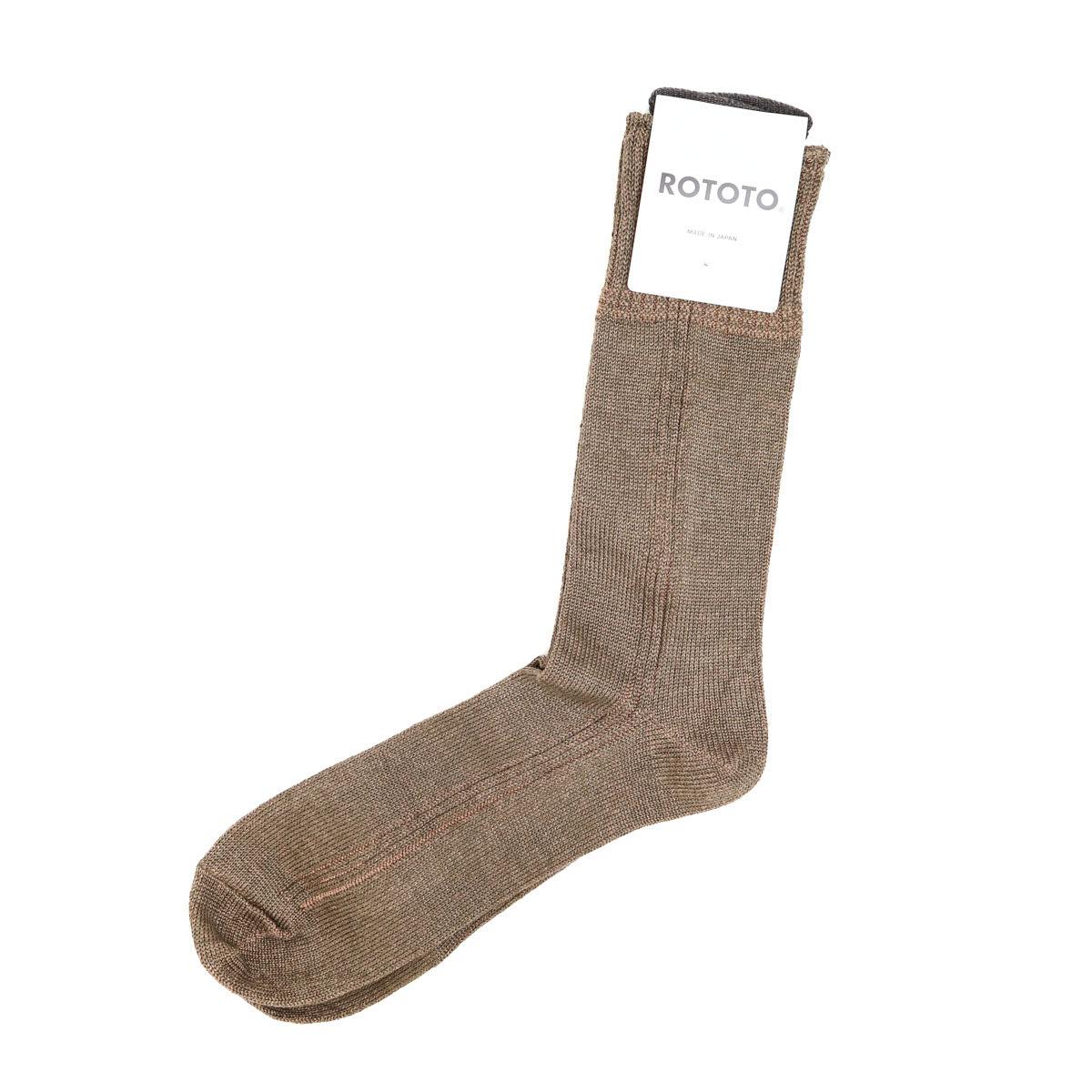 R1649 Vertical Line Linen Cotton Socks Olive
