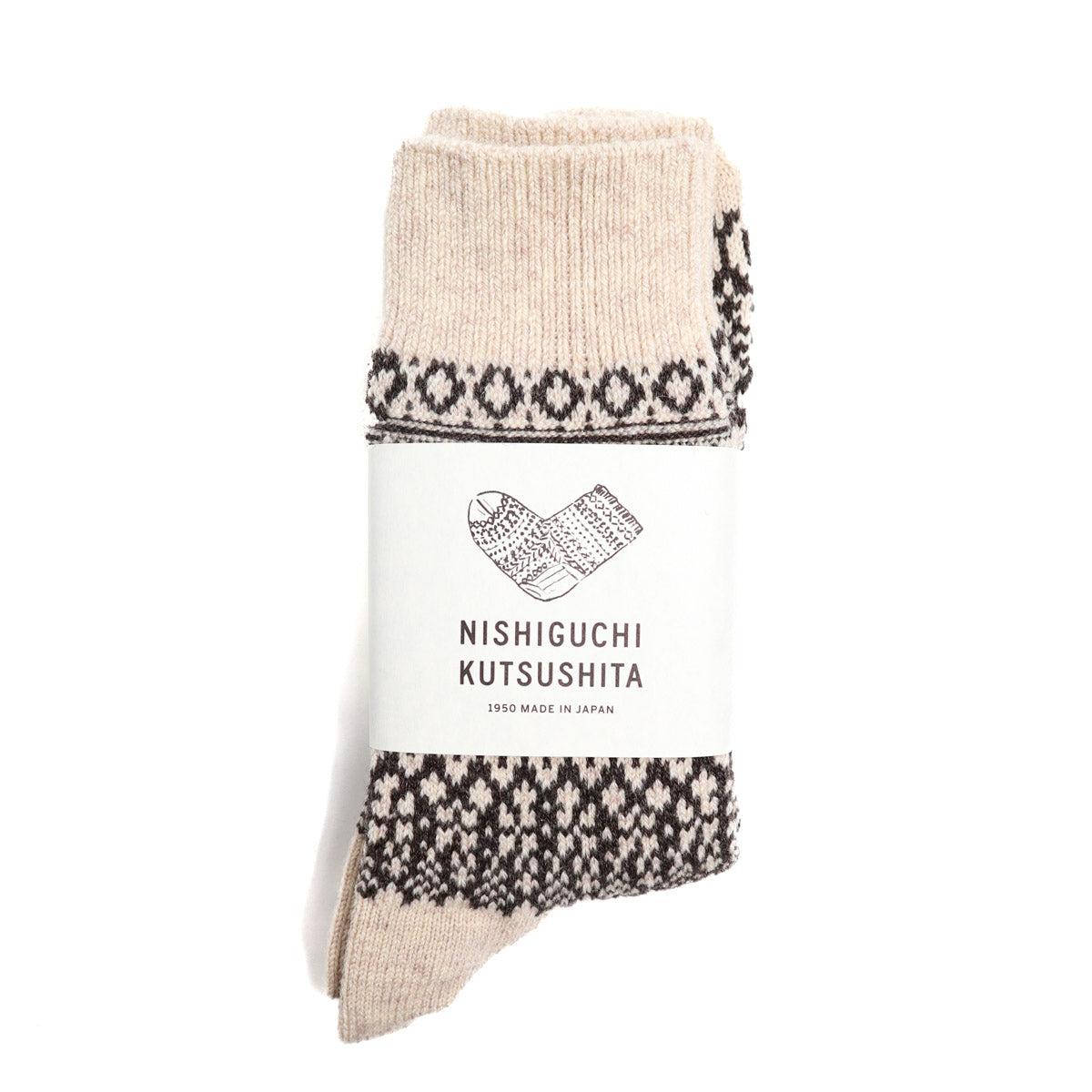 NK0101 Wool Jacquard Socks Oatmeal