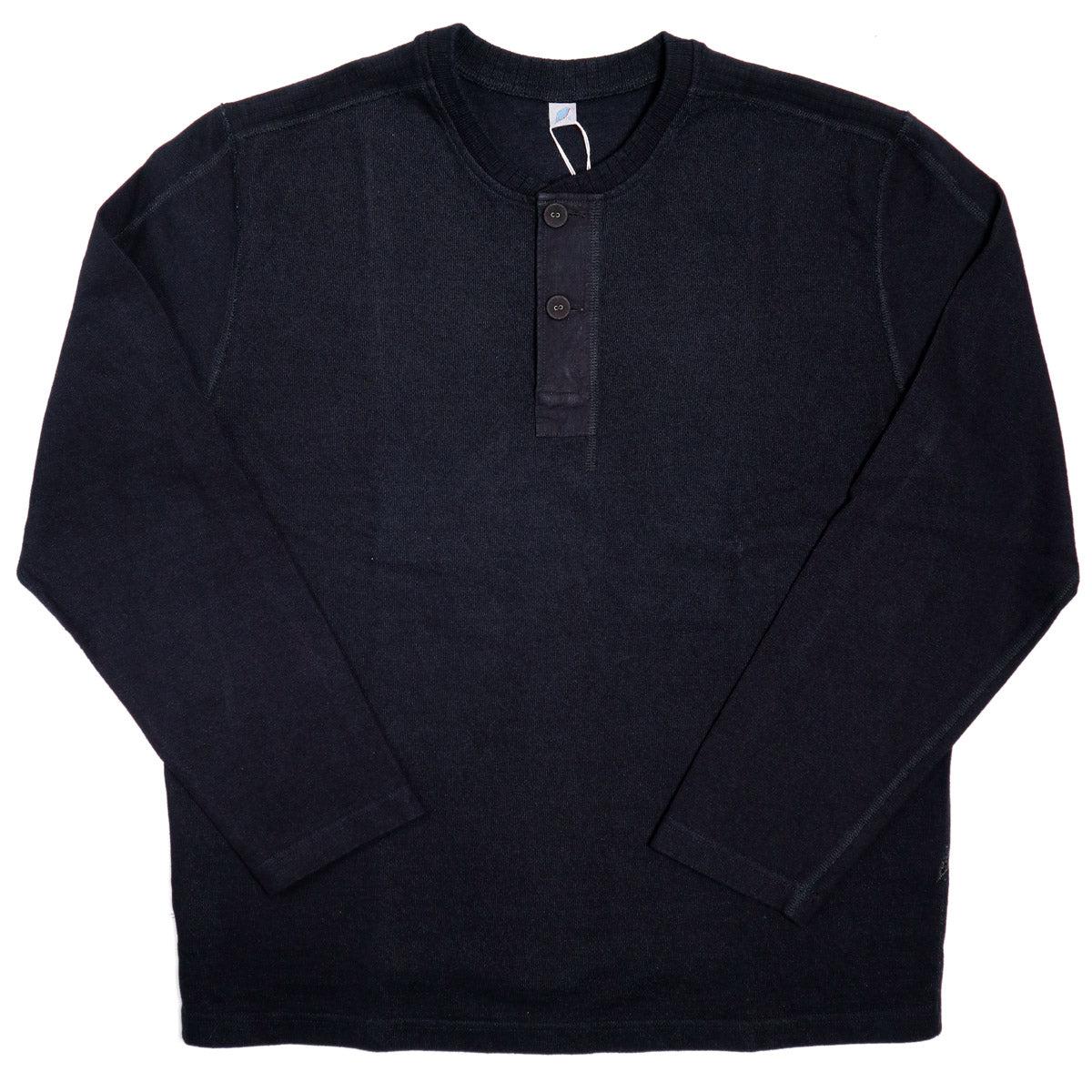 5412-IDBK 11oz Super Heavyweight Jersey Sweatshirt  Henley  - Indigo Black