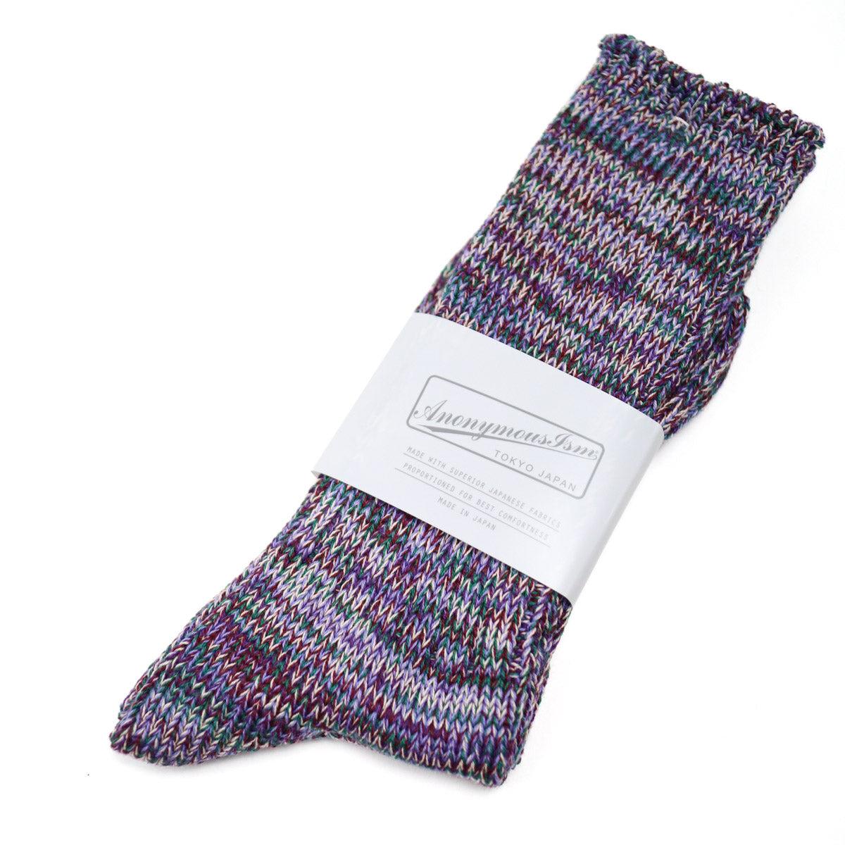 5 Color Mix Crew Sock Purple