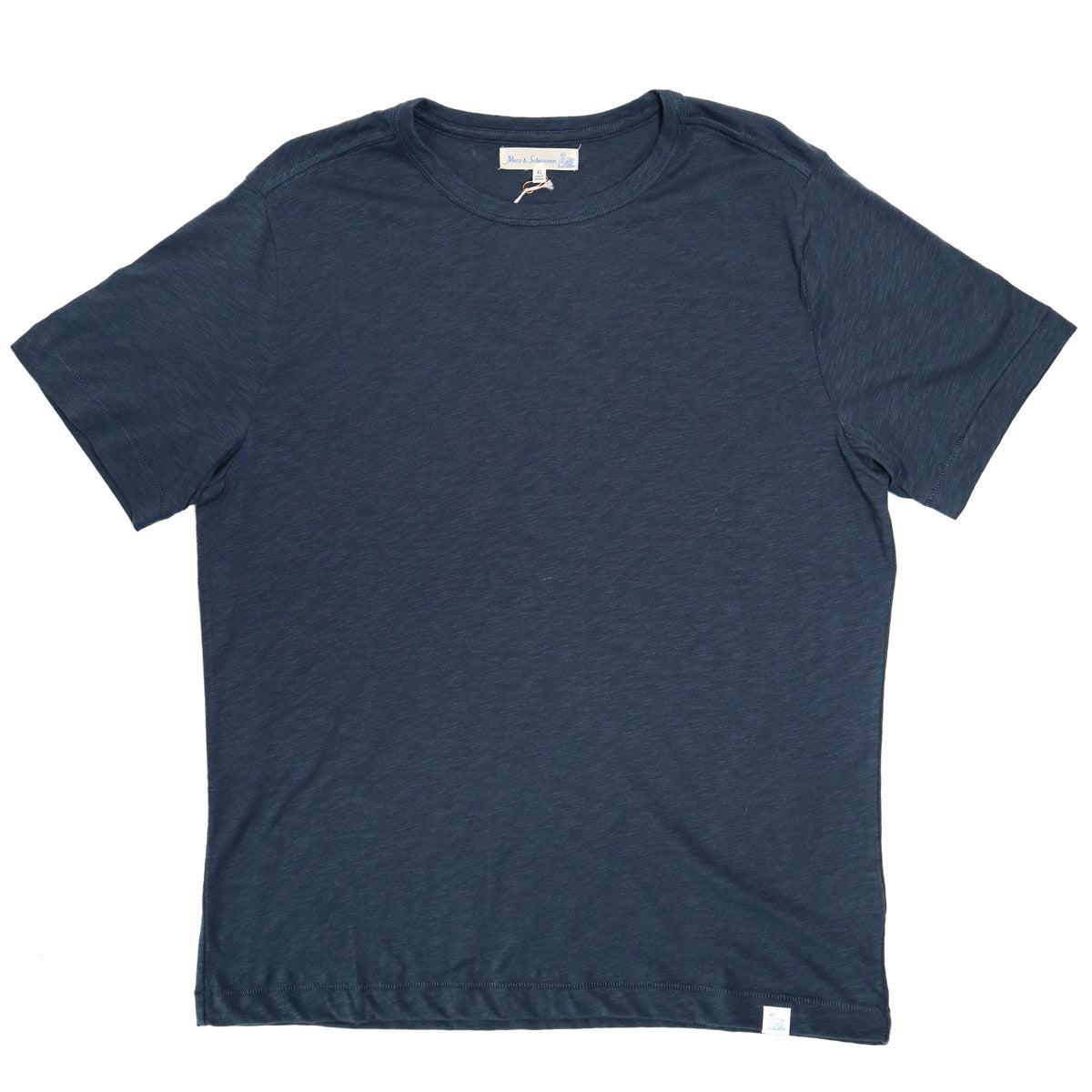 Good Basics SCT04.05 Unisex Short Sleeve Pima Slub Relaxed Fit Tee Denim Blue