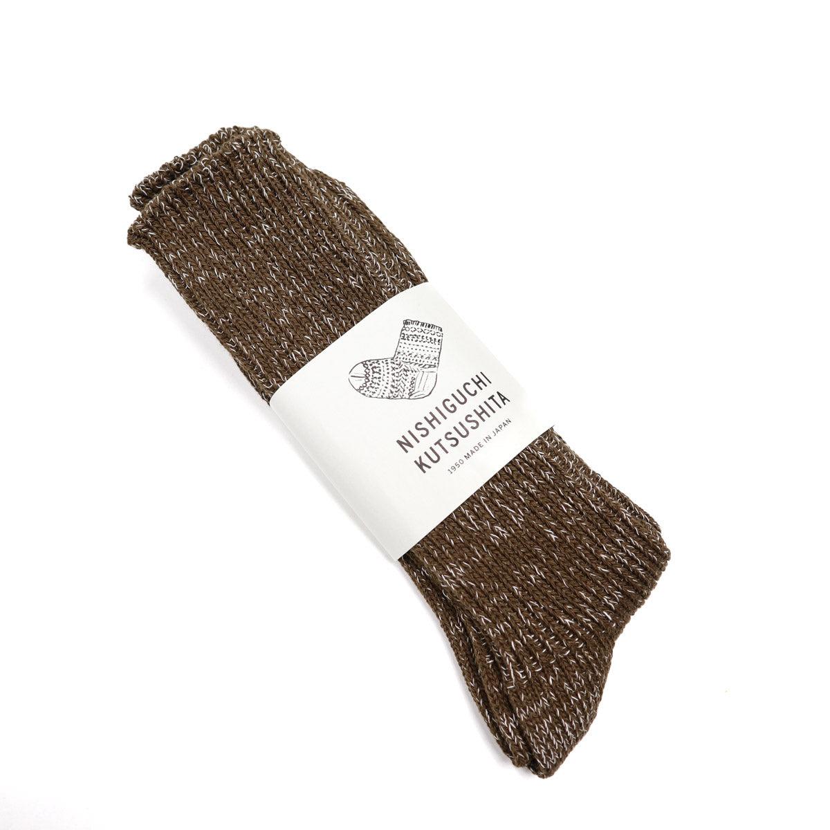 Boston Hemp Cotton Ribbed Socks Khaki