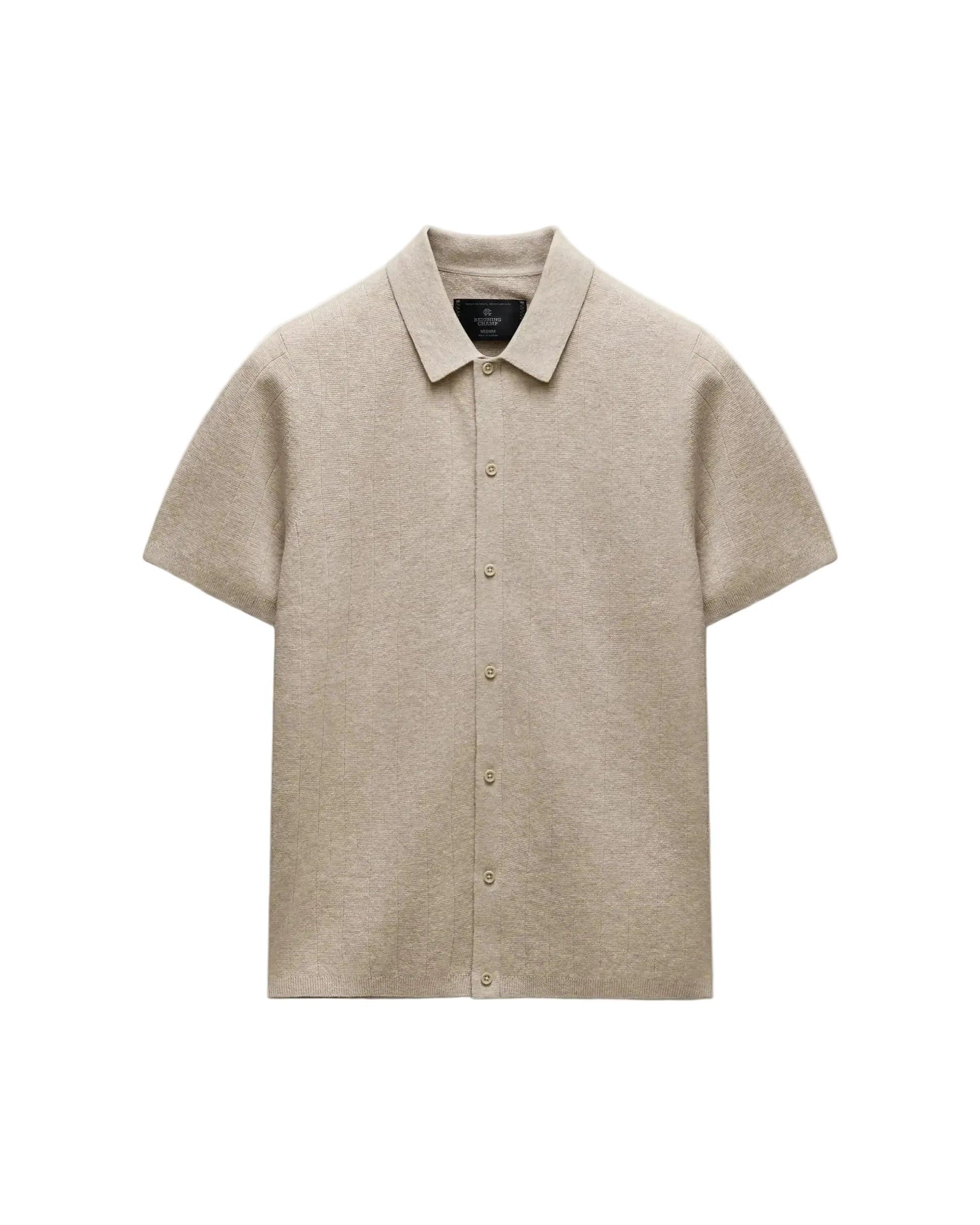 Cotton Linen Stripe Piazza Shirt Heather Oatmeal
