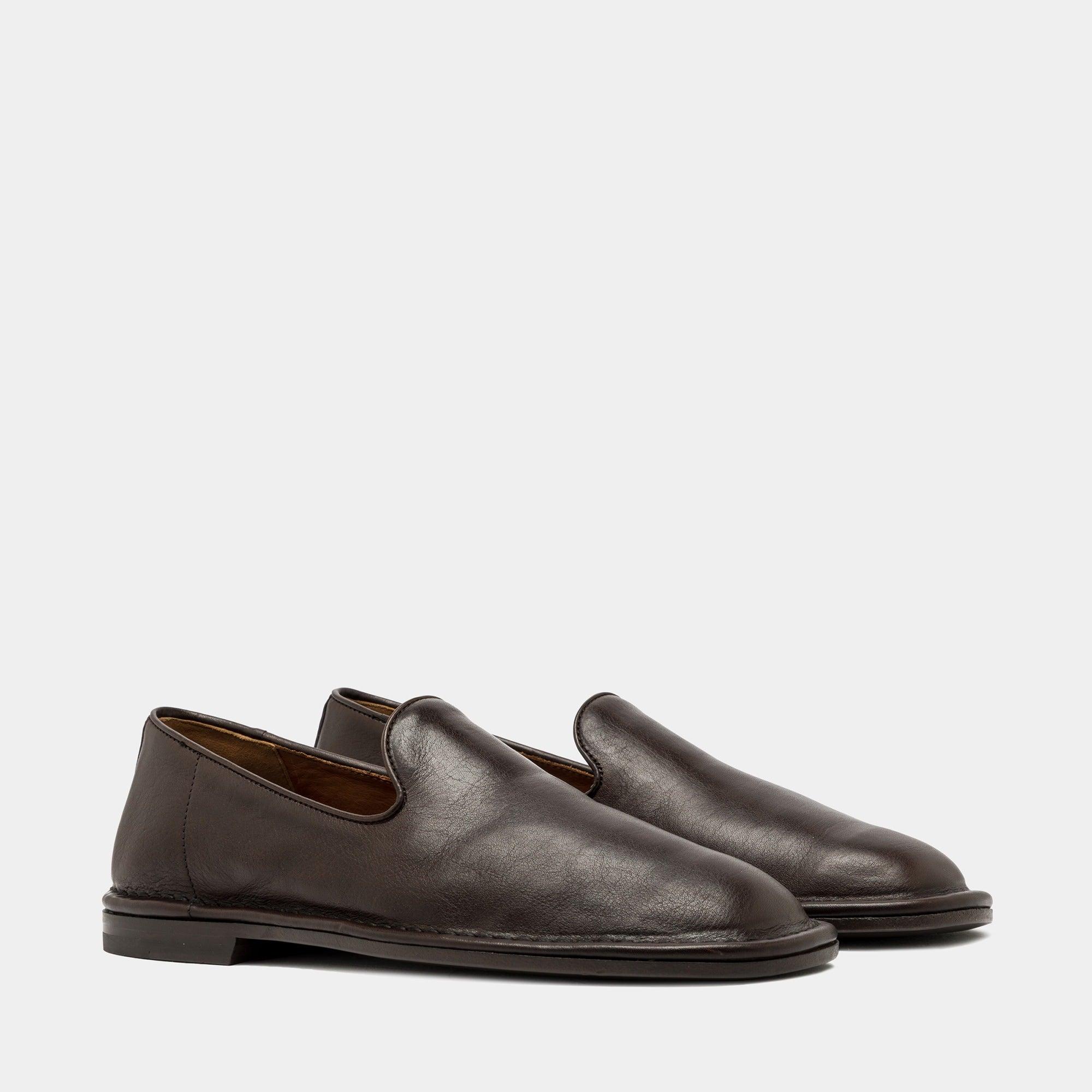 Ercole Slippers Dark Chocolate Brown Leather