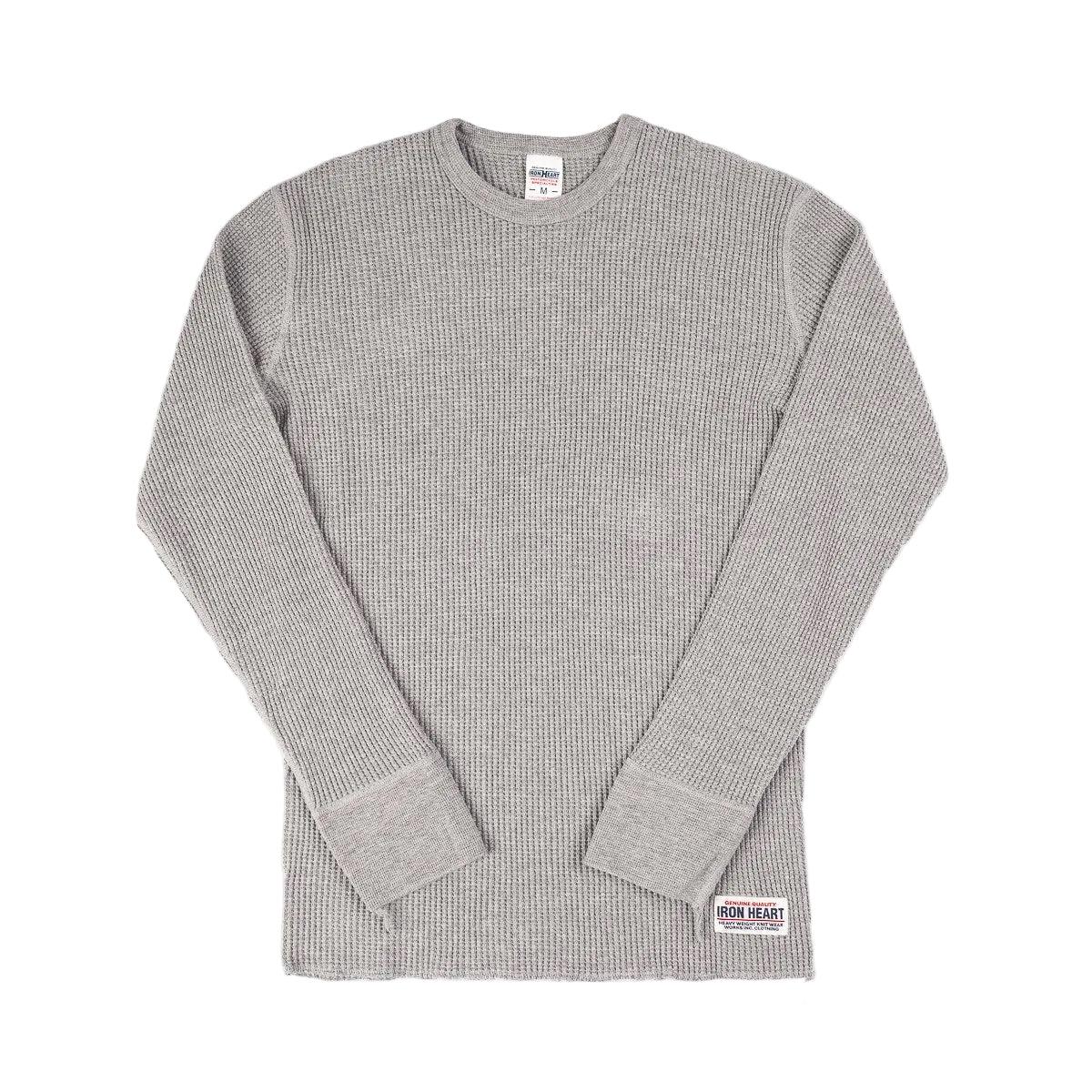 IHTL-1301-GRY Waffle Knit Long Sleeve Crew Neck Thermal Grey