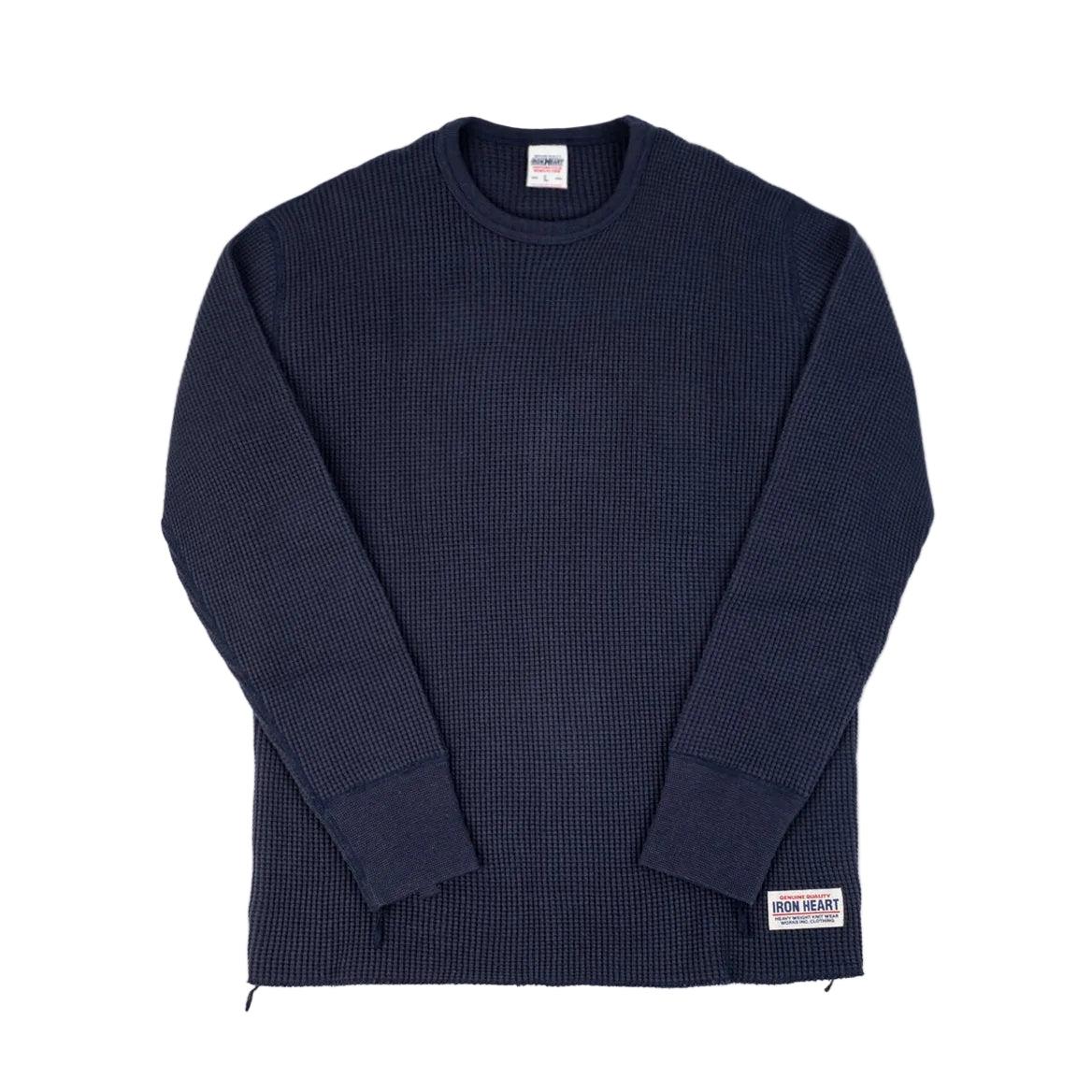 IHTL-1301-NAV Waffle Knit Long Sleeve Crew Neck Thermal Navy