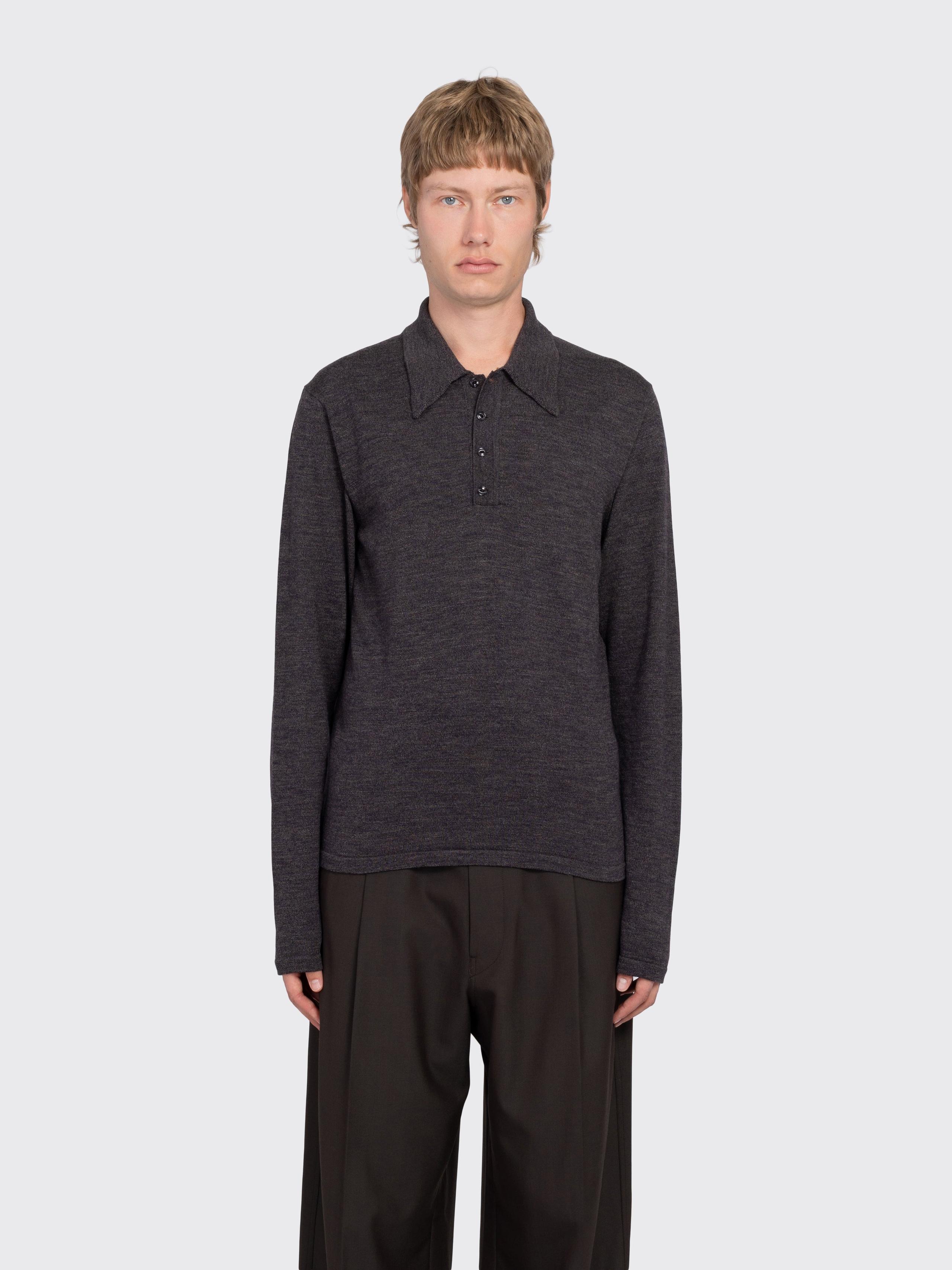 Long Sleeve Knitted Polo Top