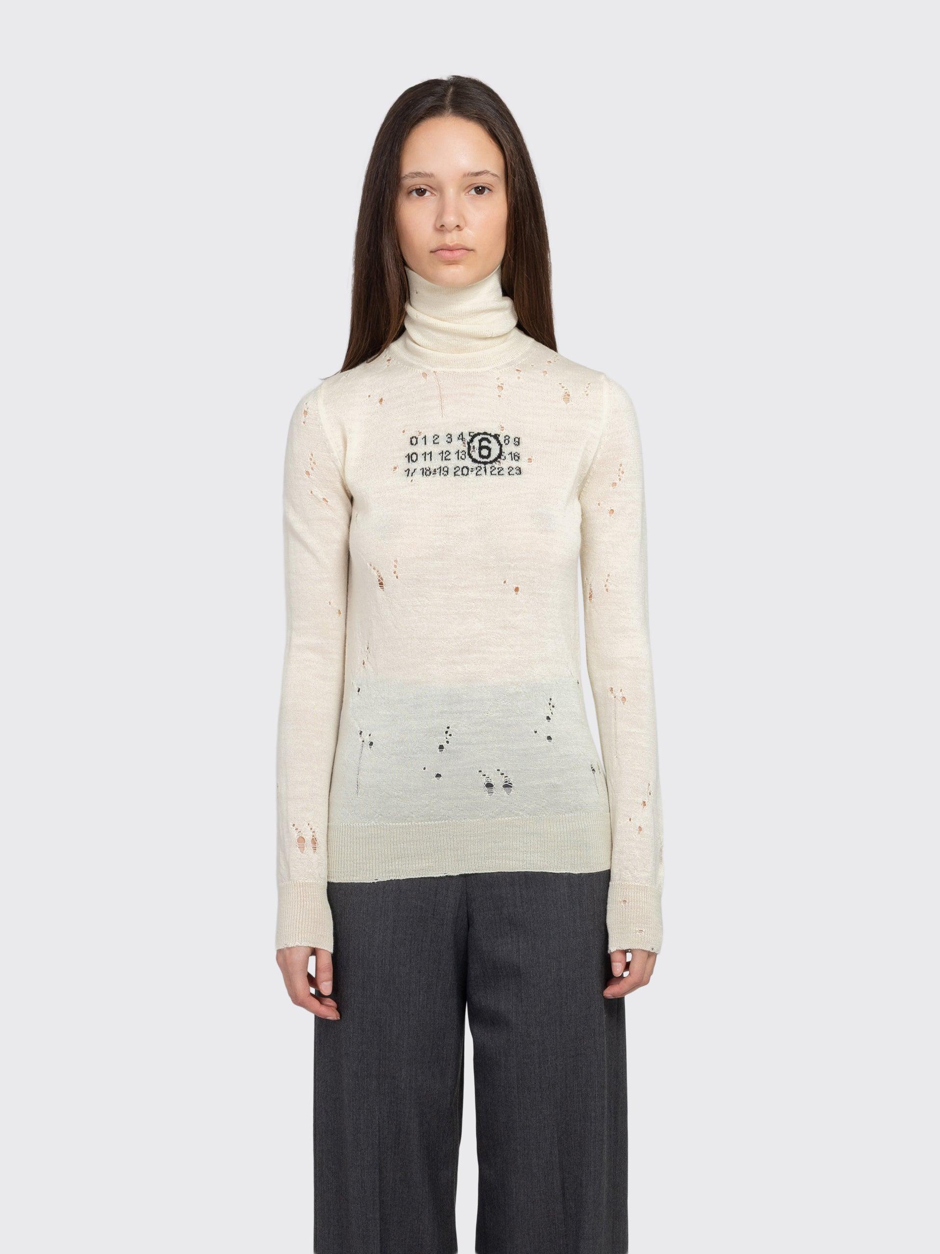 MM6 Distressed Wool Turtleneck
