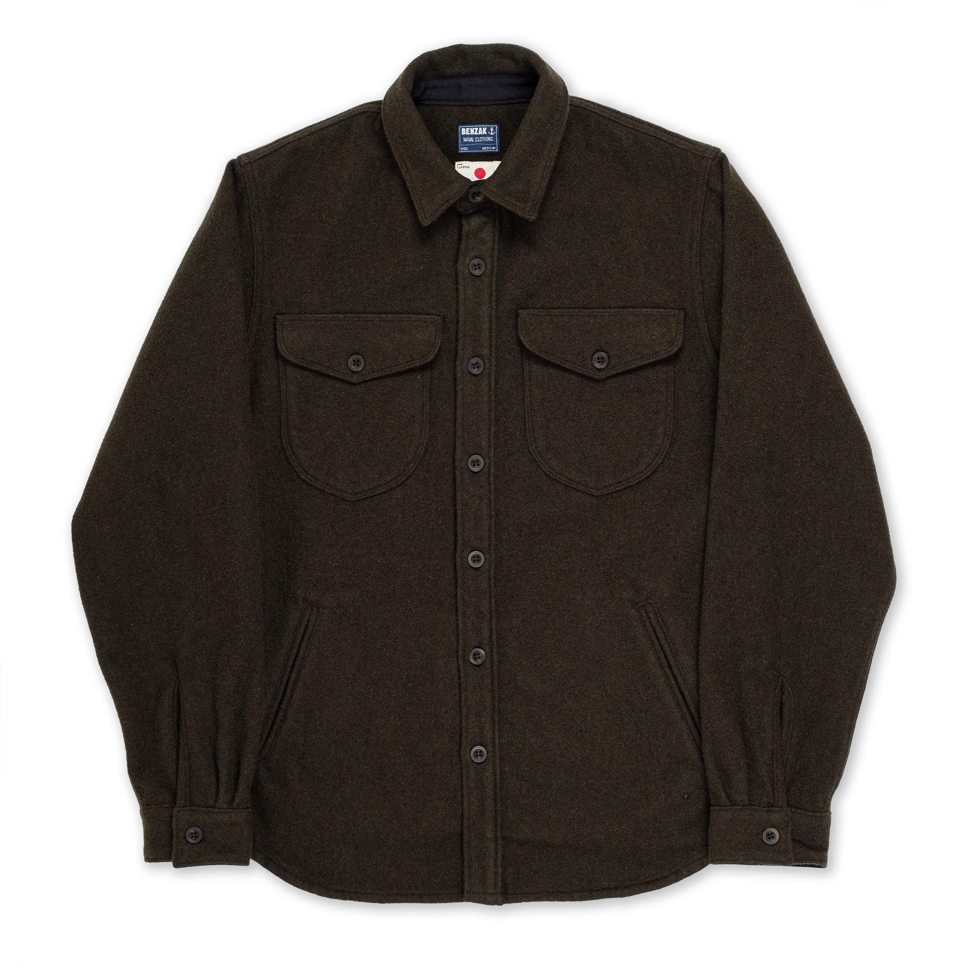 BWS-05 CPO OVERSHIRT 14 oz. forest green wool mosser
