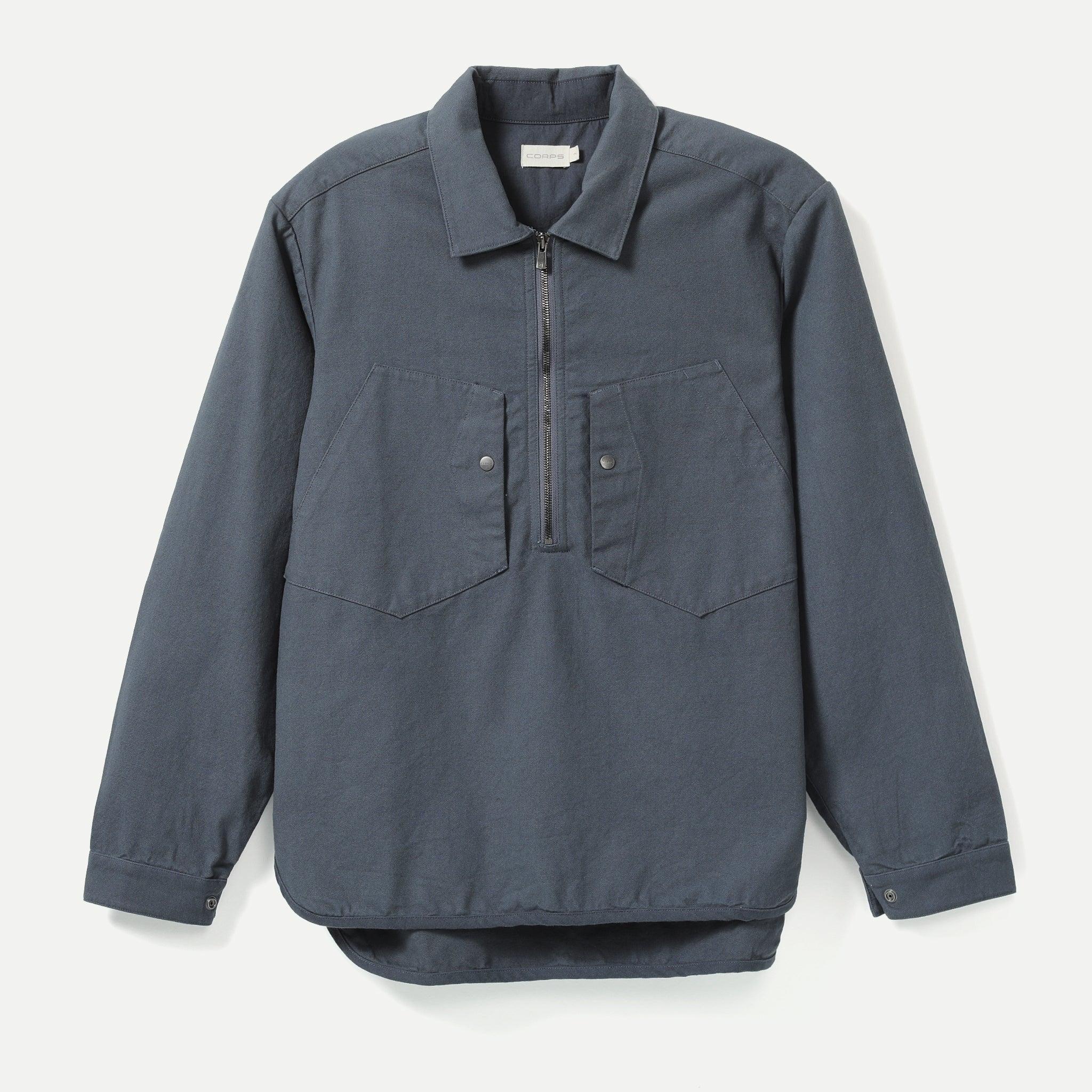 Half Zip Work Shirt - Cotton Duck - Storm Blue