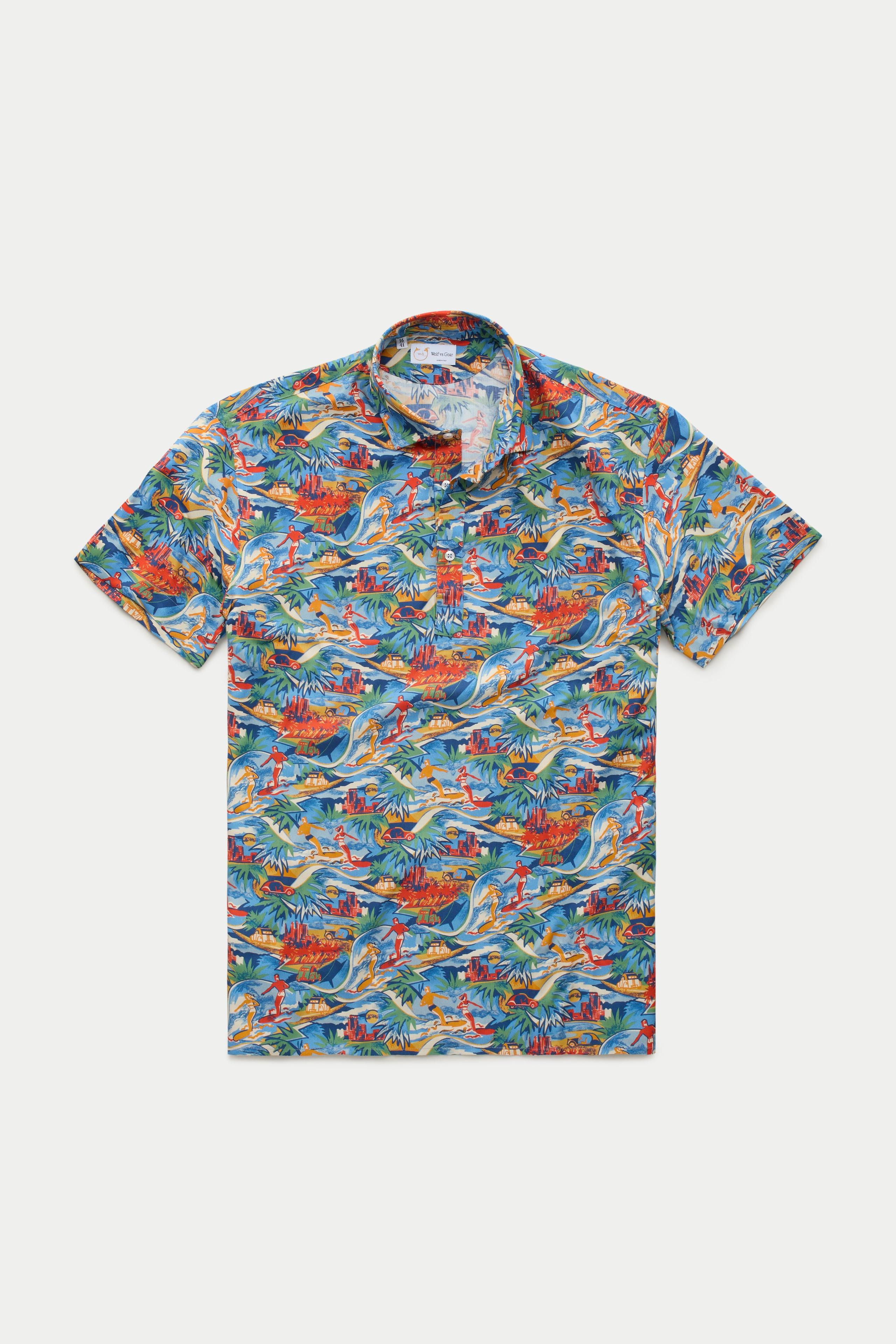 Viscose Pop Over Shirt Hawaiian Print