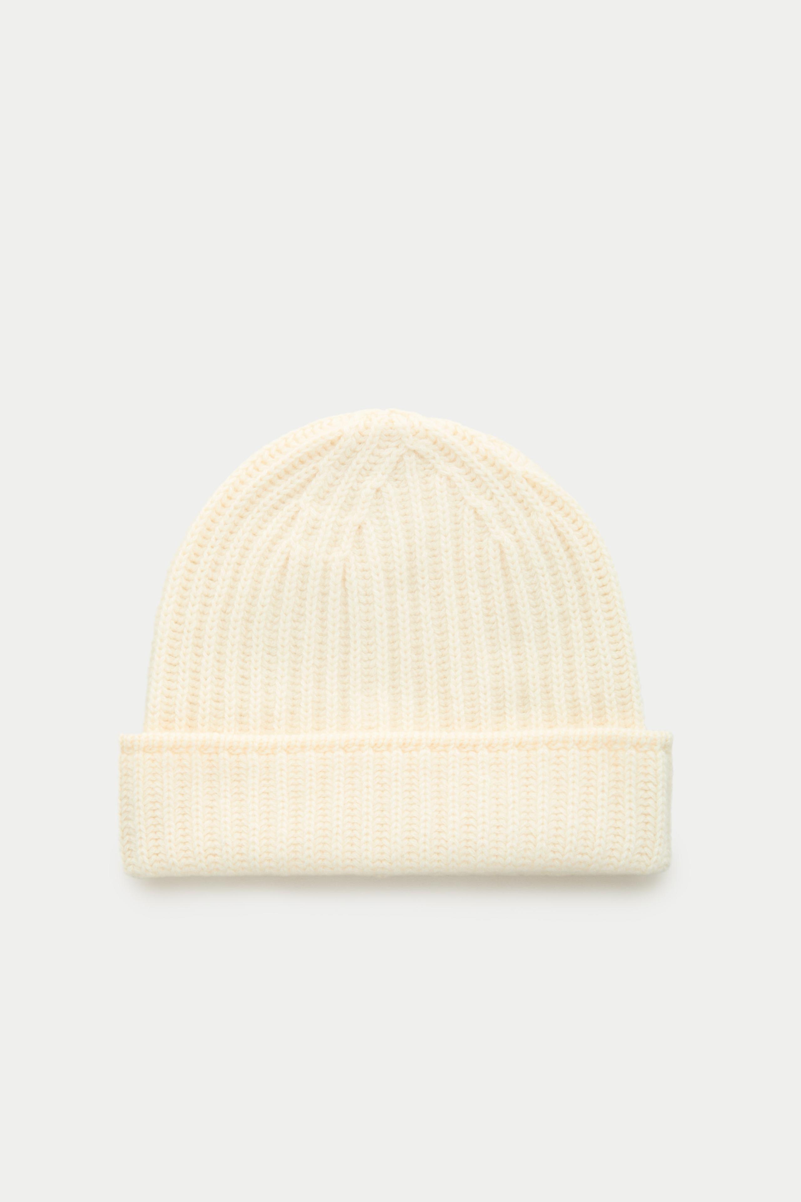 Wide Cuff Cashmere Beanie Antique White