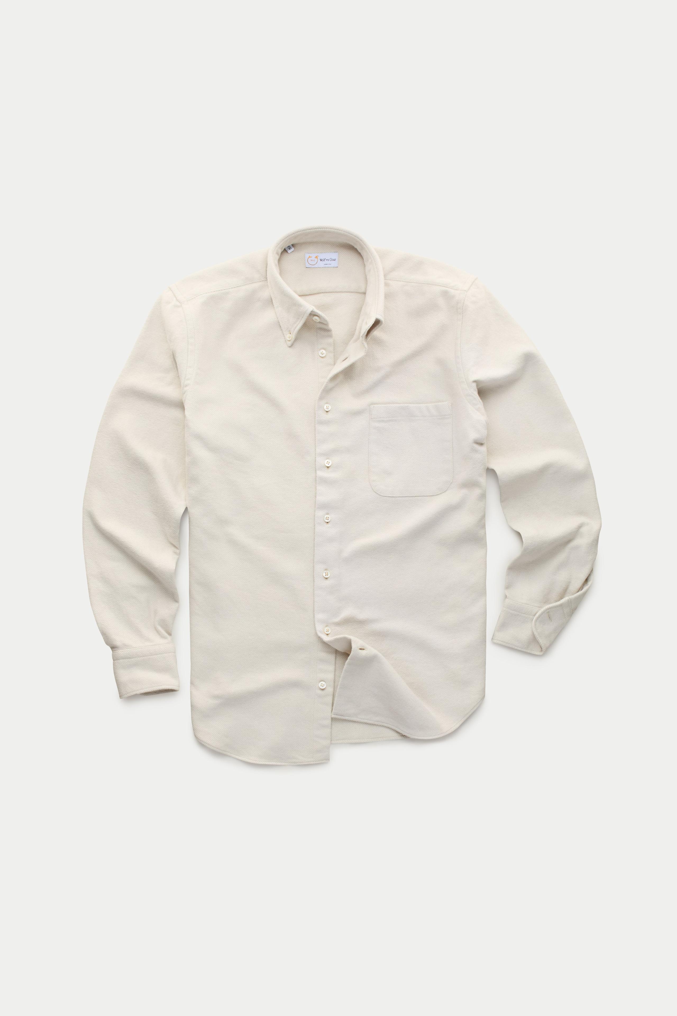 After-Dinner Button Down Cotton Shirt Cream