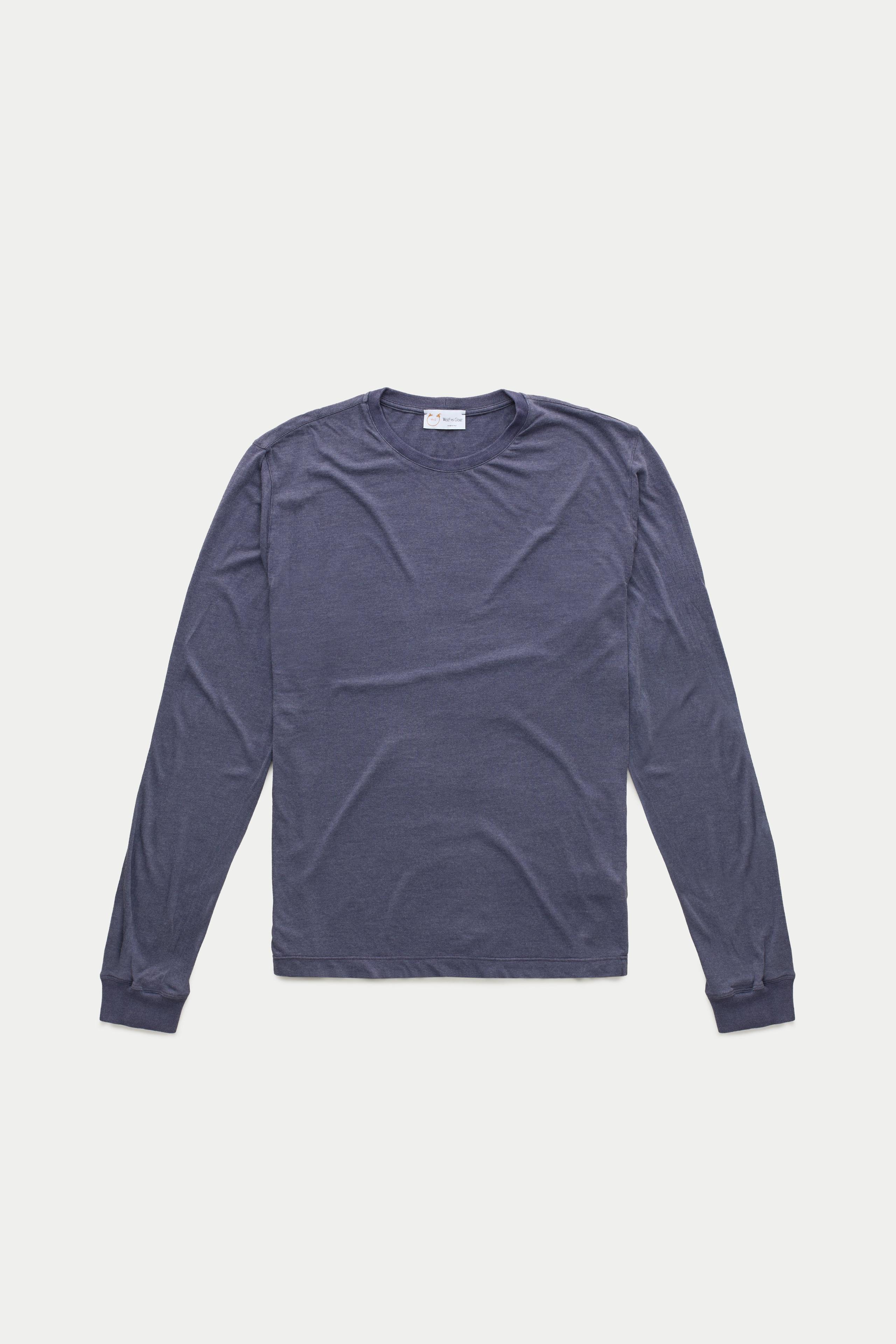 Light Weight Bamboo Sorona Long Sleeve Crew Neck T-Shirt Baritone Blue
